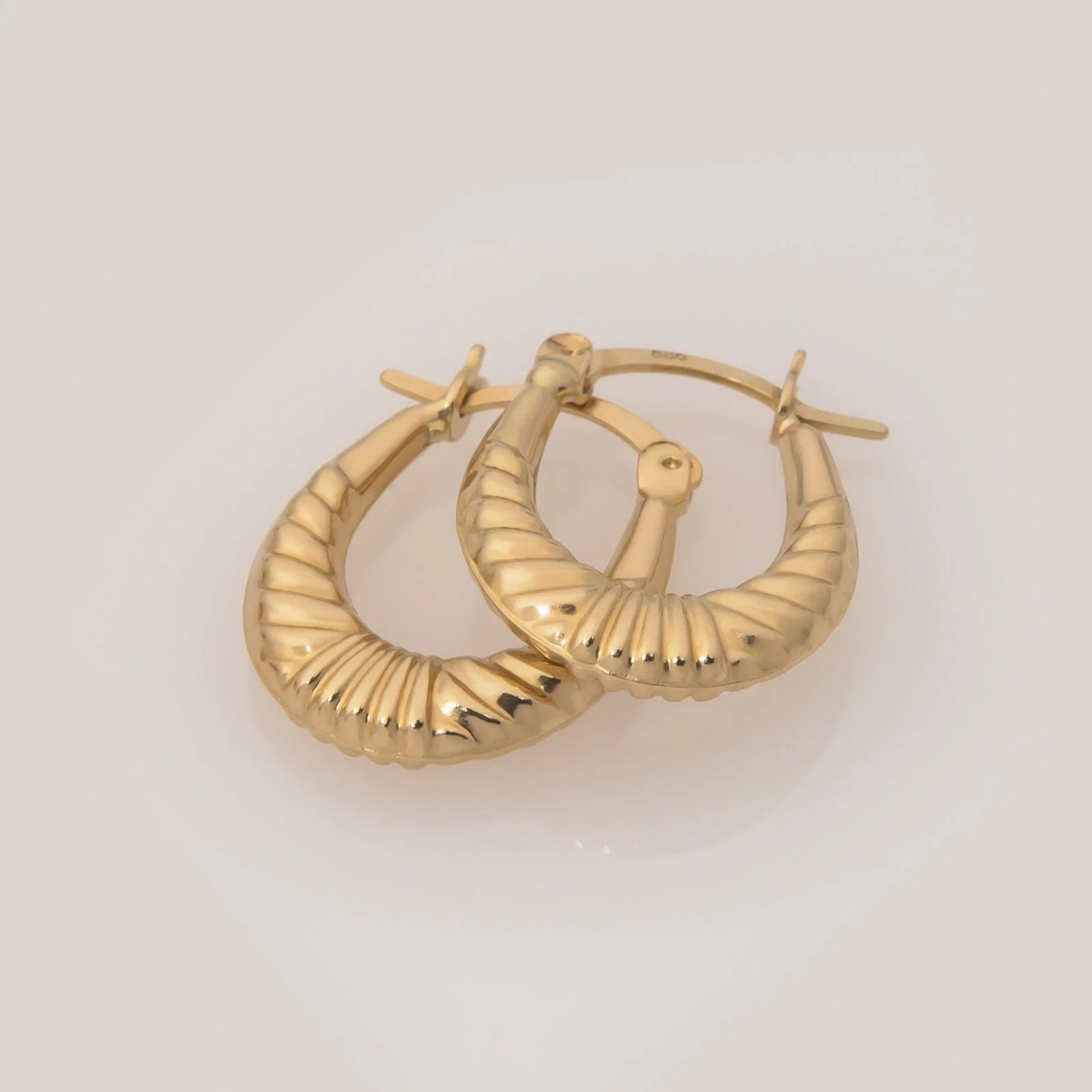 Ribbed Hoop Gold Earrings — additional product image 8 from AntEva Crafts