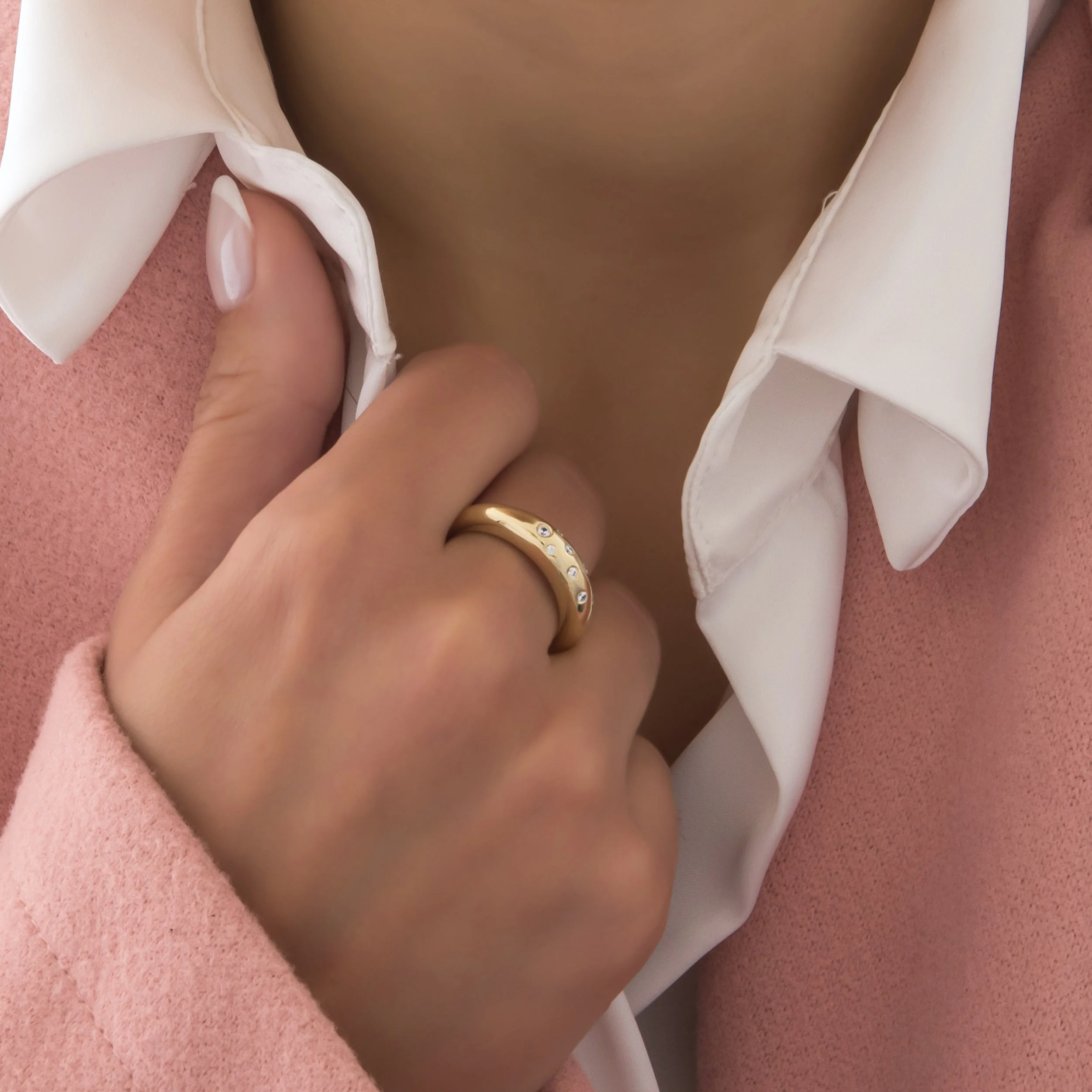 Asymmetrical Stones Gold Ring — additional product image 4 from AntEva Crafts