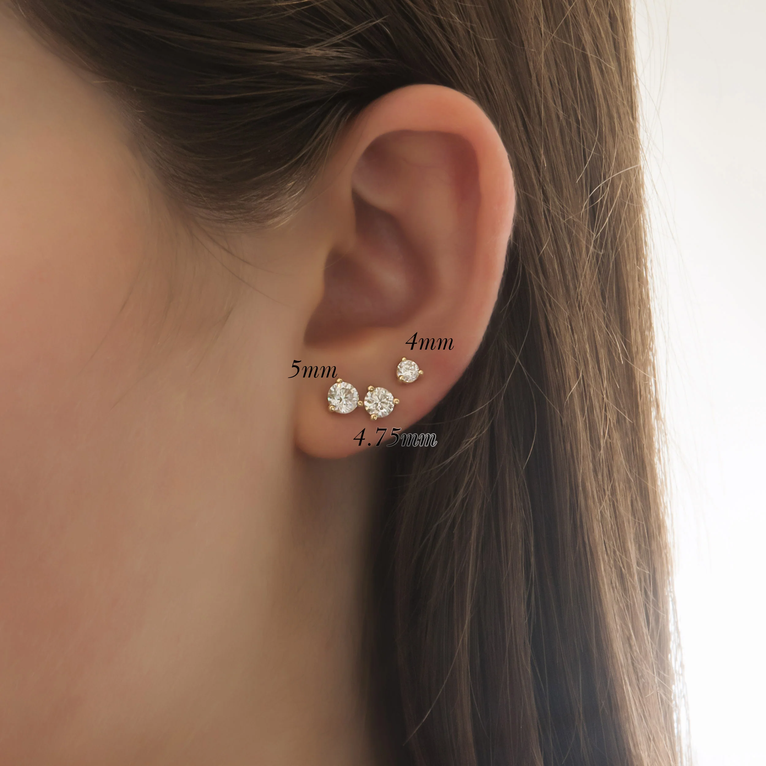 14K Solid Gold Round Stud Earrings – Lab-Grown Diamond or CZ Studs — additional product image 14 from AntEva Crafts