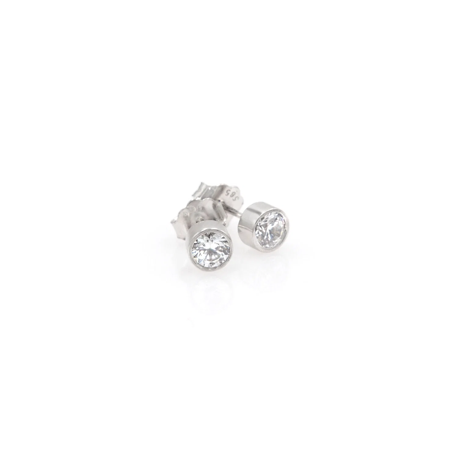 Circle Bezel Stud Earrings — additional product image 3 from AntEva Crafts