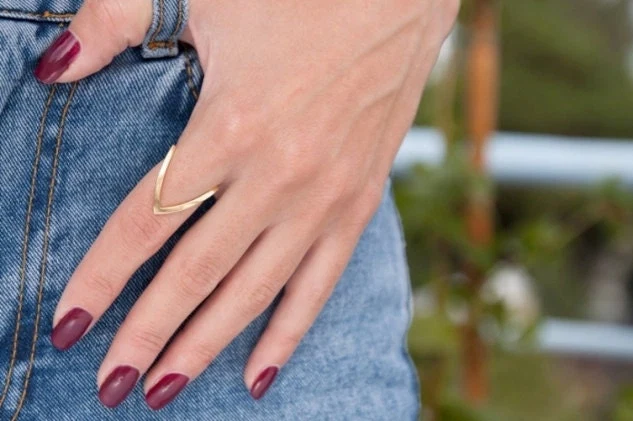 Chevron Ring 14k Gold Vermeil — additional product image 5 from AntEva Crafts