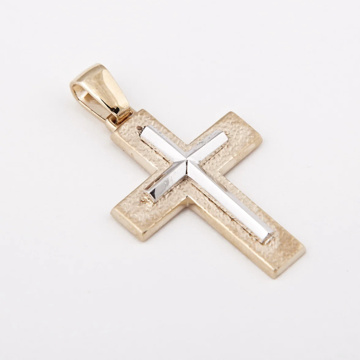 Two Tone Matte Cross Pendant
