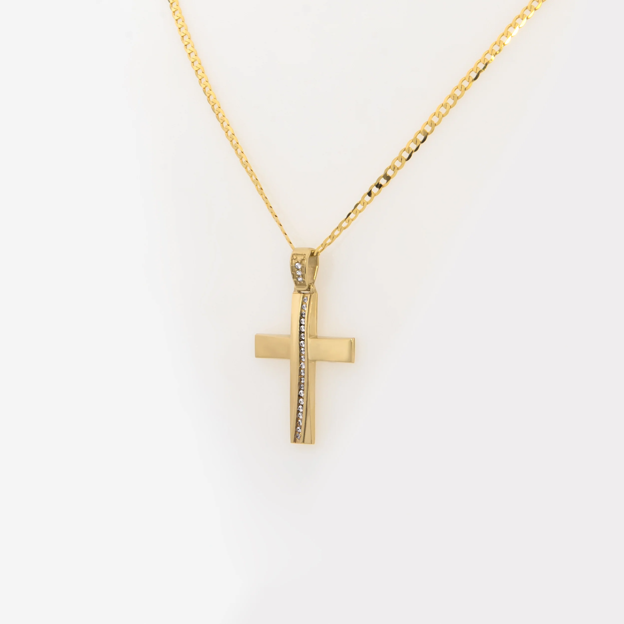 Elegant Gold Cross with Flowing CZ Line — additional product image 3 from AntEva Crafts