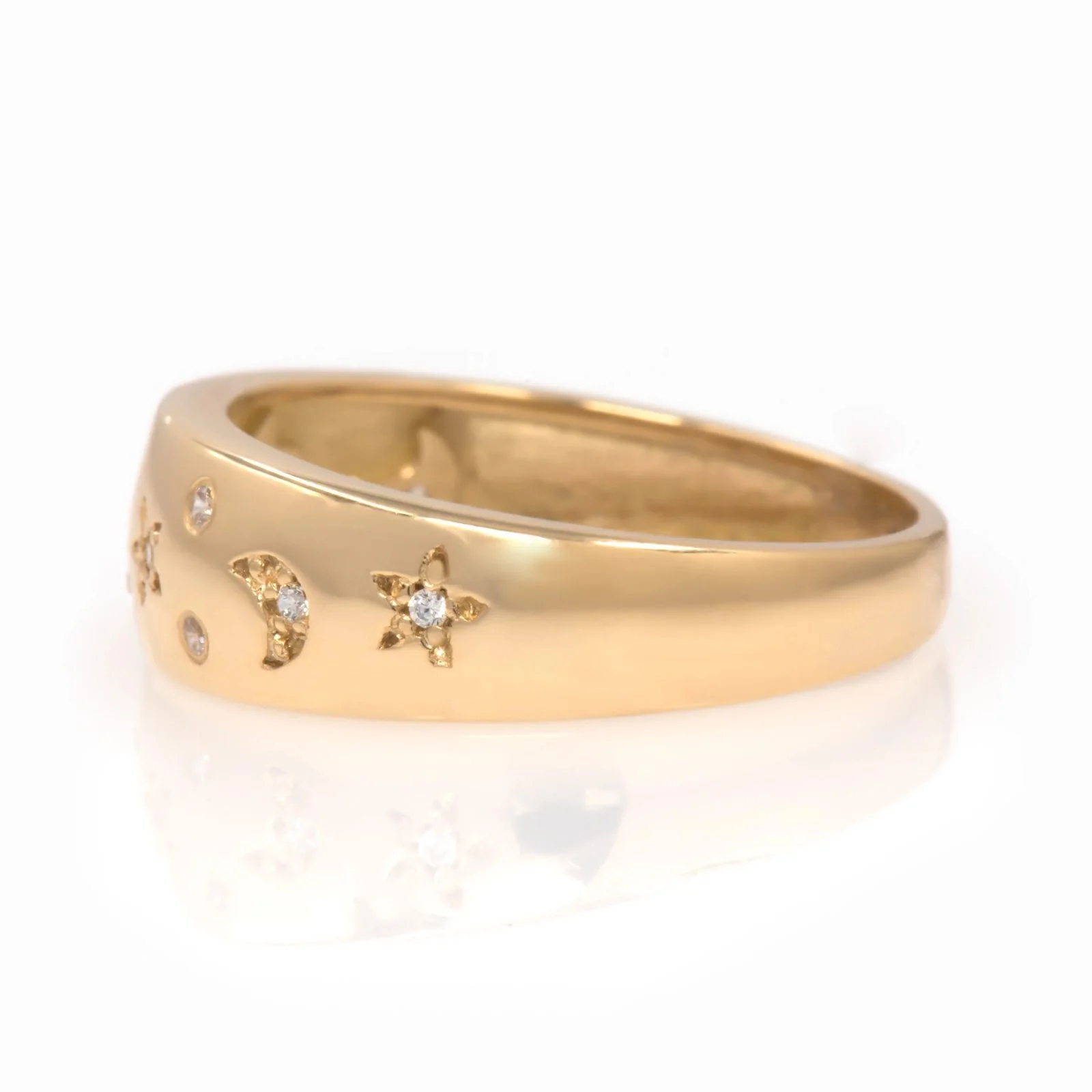 Diamond Starburst Ring with Celestial Symbols — additional product image 5 from AntEva Crafts