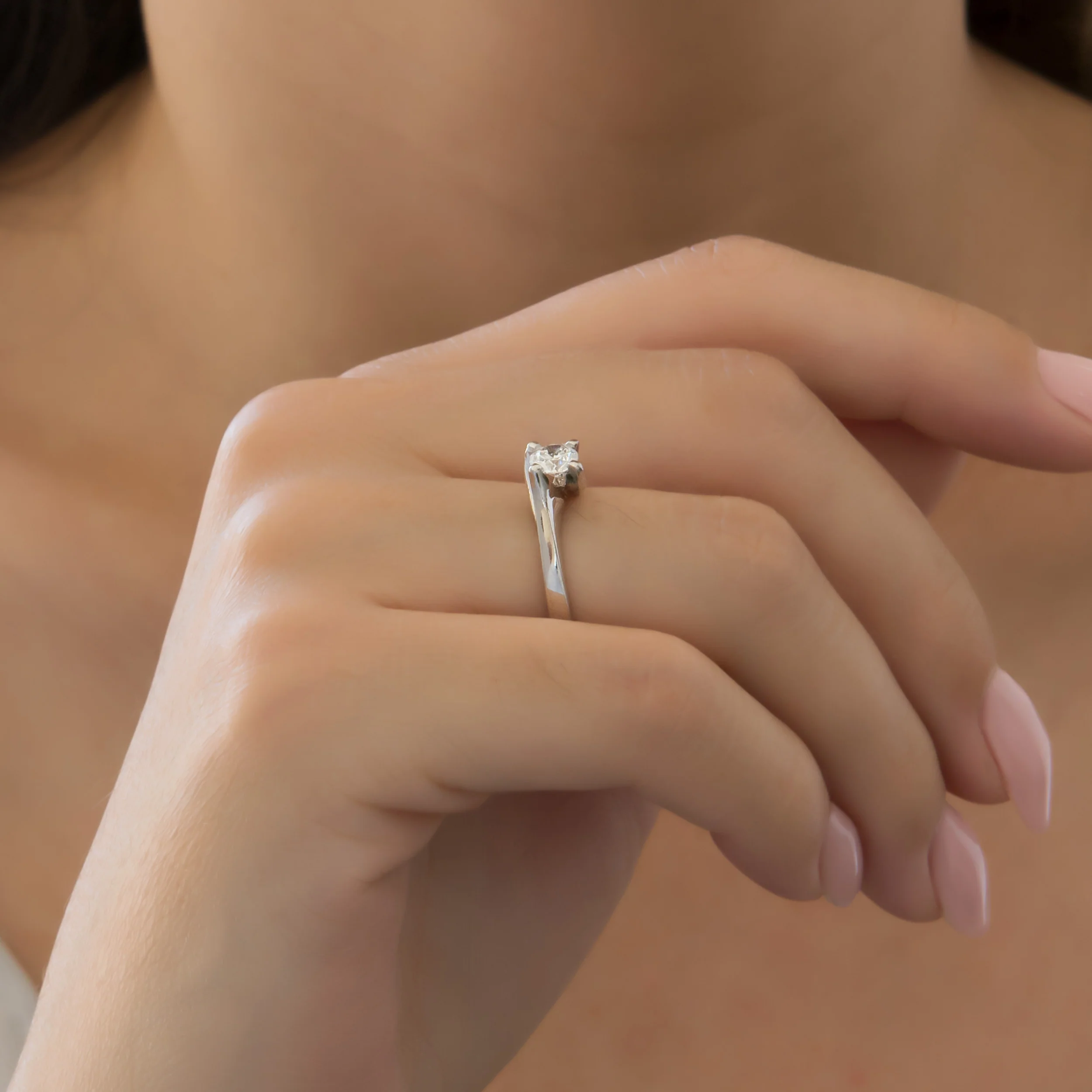 18K White Gold Lab-Grown Diamond Ring – Classic 4-Prong Solitaire Ring — additional product image 2 from AntEva Crafts