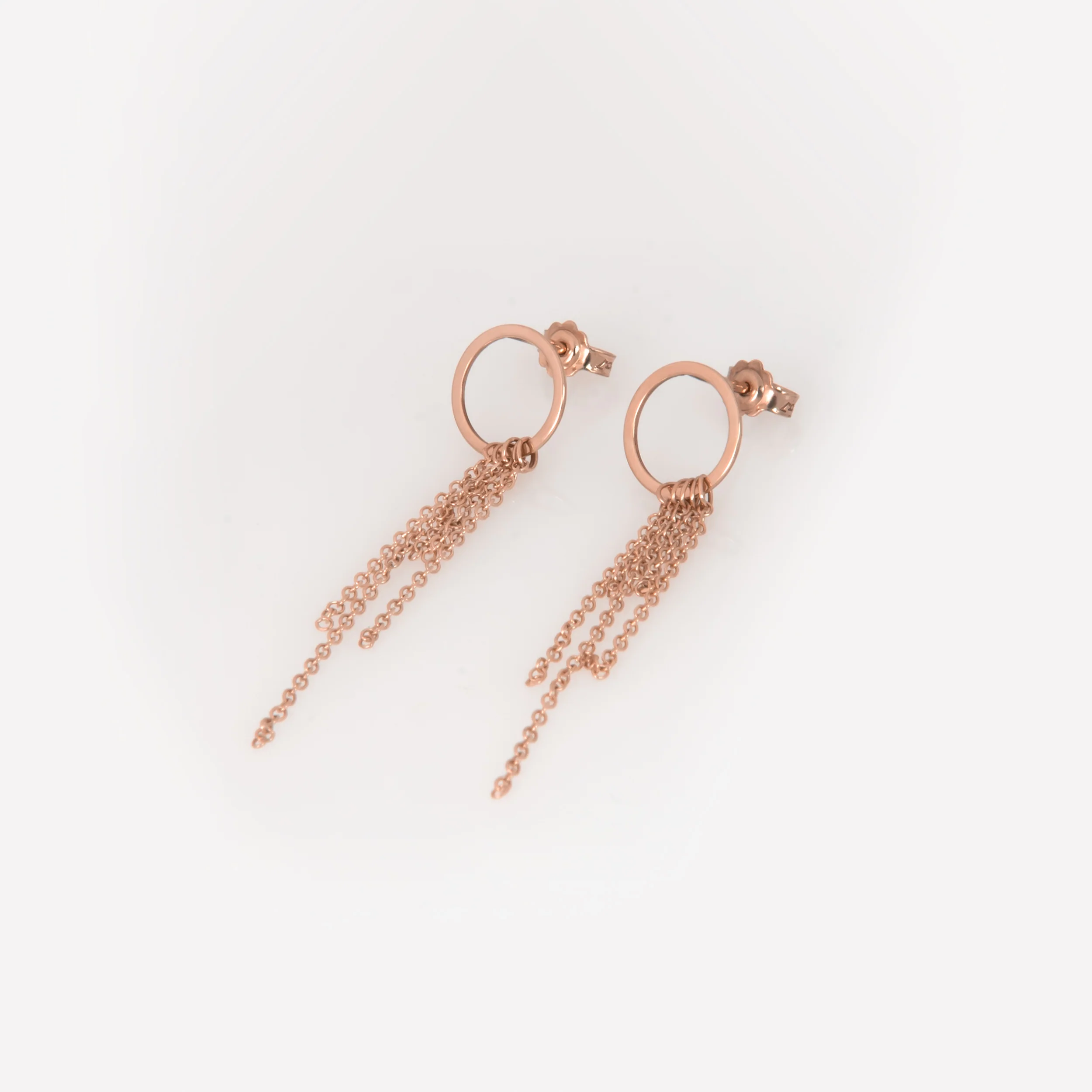 Solid Gold Five-Chain Drop Earrings – Minimalist Geometric Dangle Earrings — additional product image 5 from AntEva Crafts