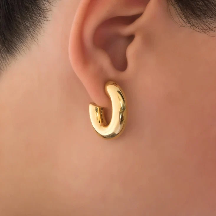 Half Hoop 14k Gold Earrings — additional product image 4 from AntEva Crafts