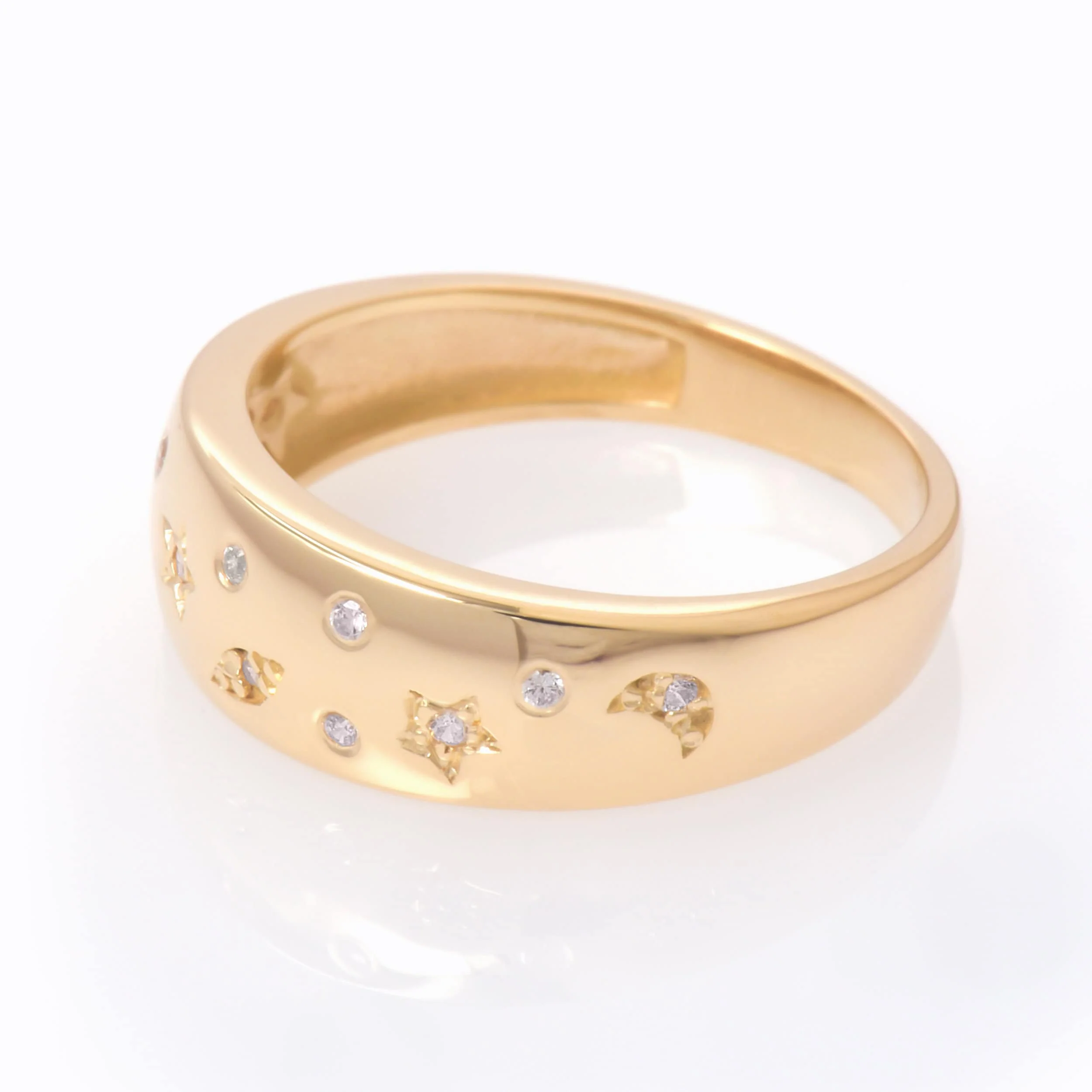 Diamond Starburst Ring with Celestial Symbols — additional product image 3 from AntEva Crafts