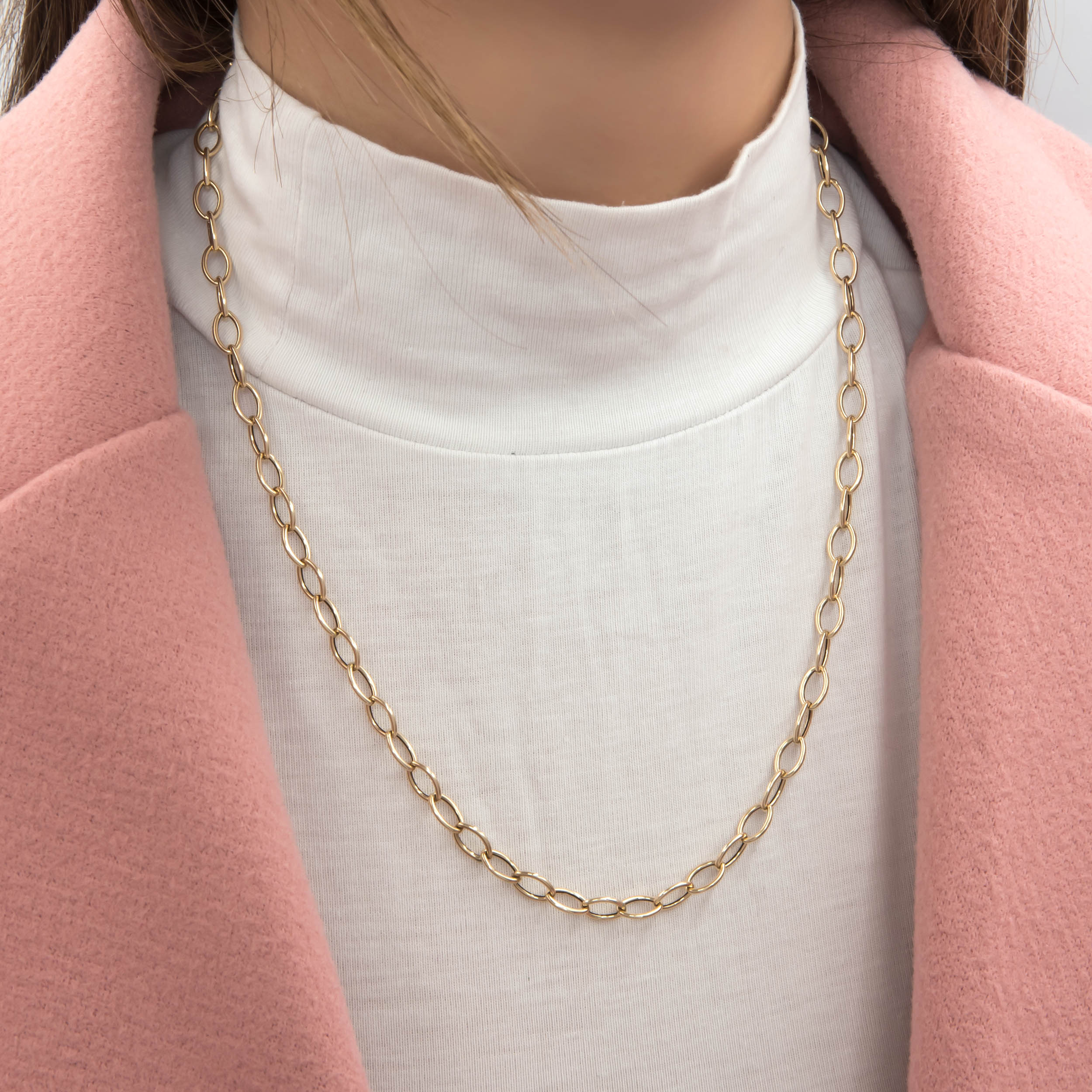 Gold Oval Link Chain Necklace — additional product image 2 from AntEva Crafts