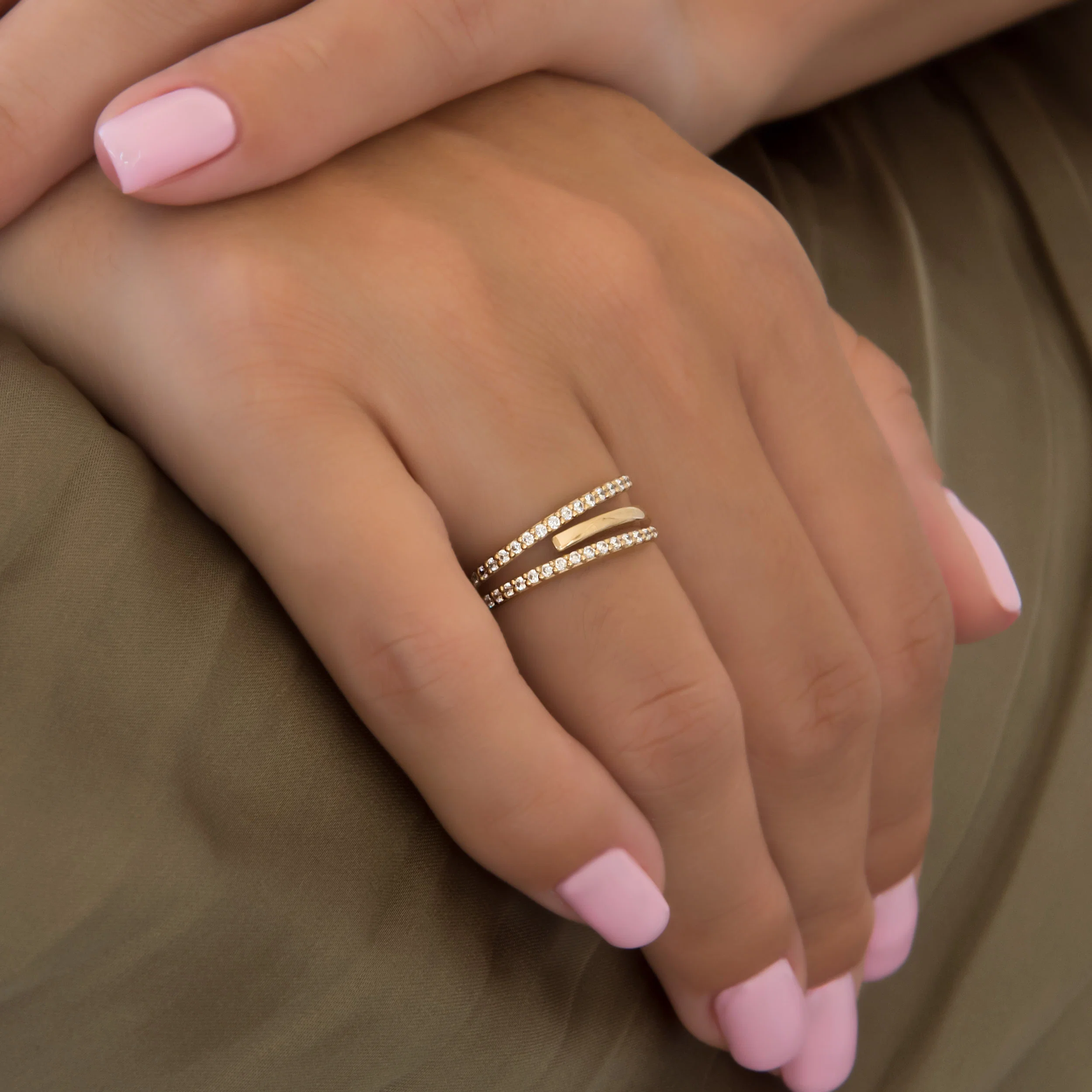 Triple Line Gemstone Ring — additional product image 3 from AntEva Crafts