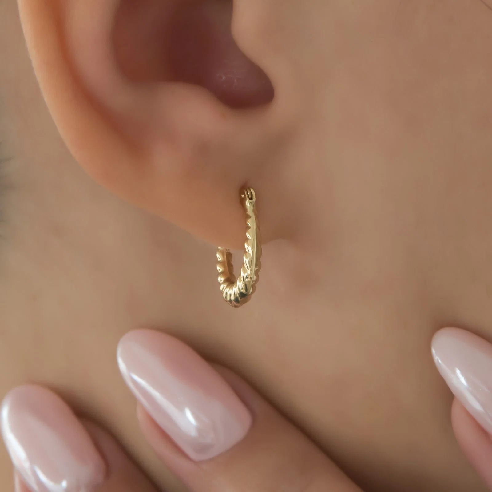 Croissant Oval Hoop Earrings — additional product image 6 from AntEva Crafts