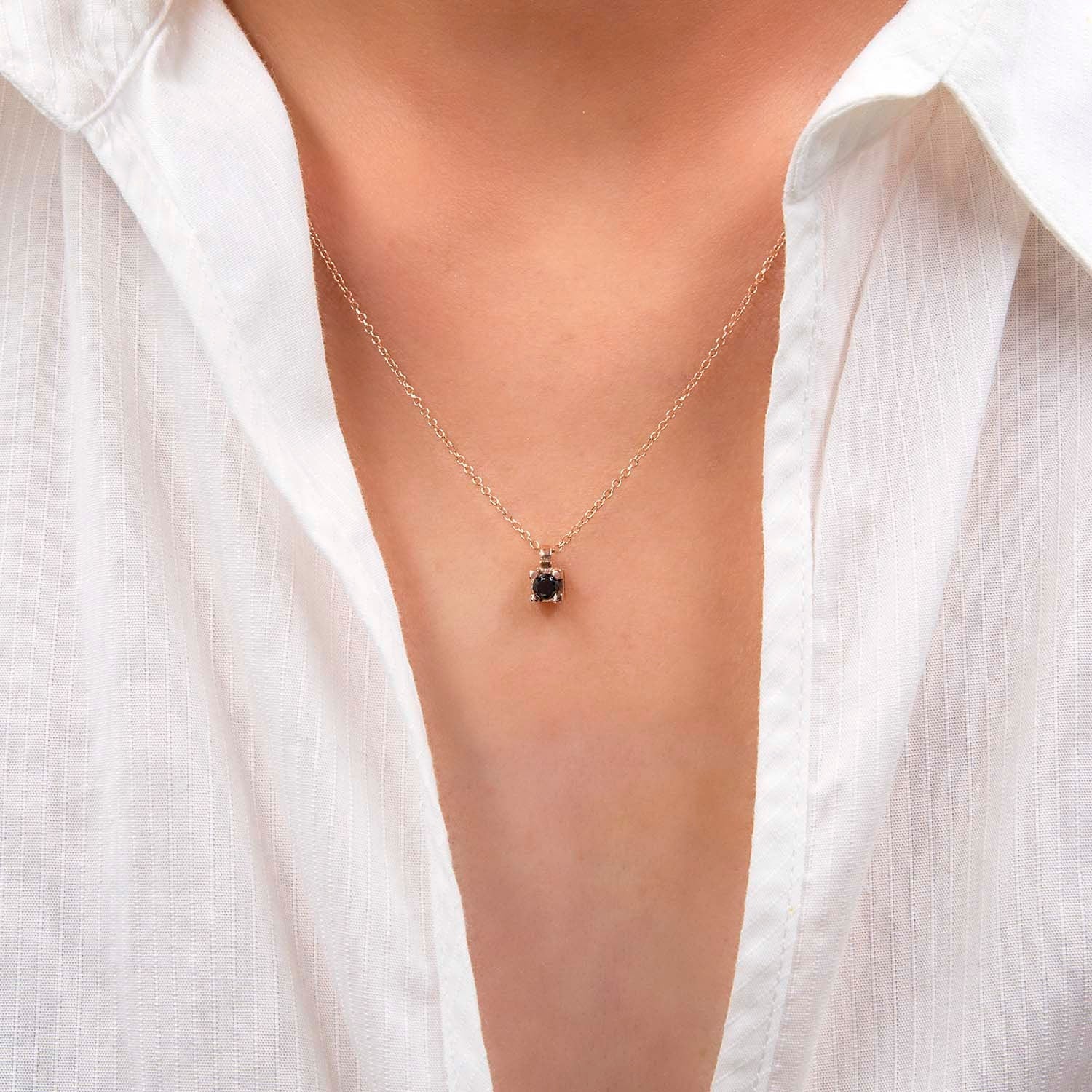 Floating Diamond Necklace with 4 Prongs setting — additional product image 4 from AntEva Crafts