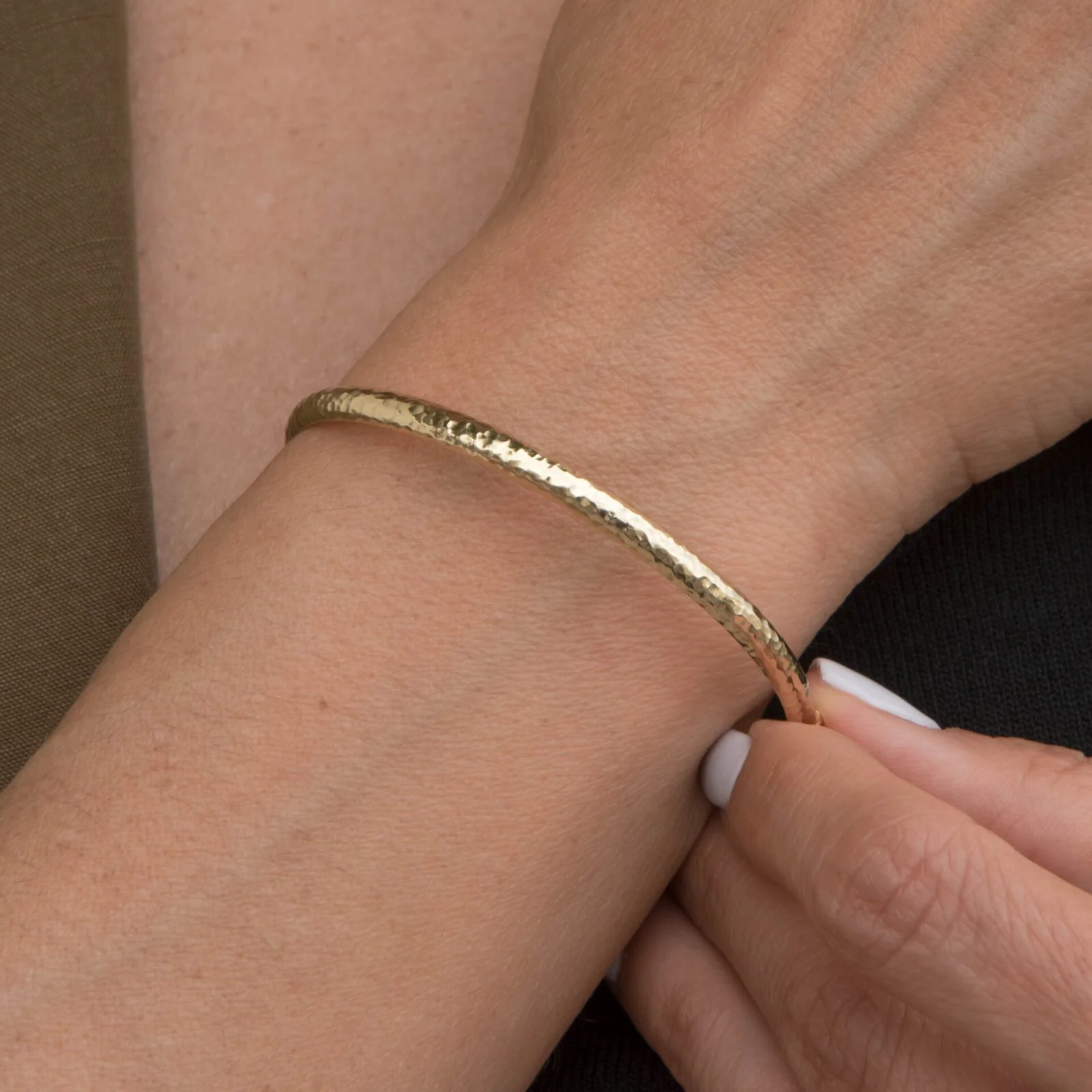 Classic Hammered Oval Bangle — additional product image 2 from AntEva Crafts