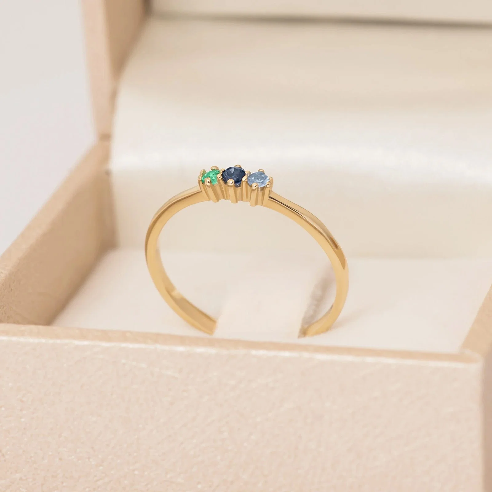 Triple Stone Birthstone Ring — additional product image 2 from AntEva Crafts