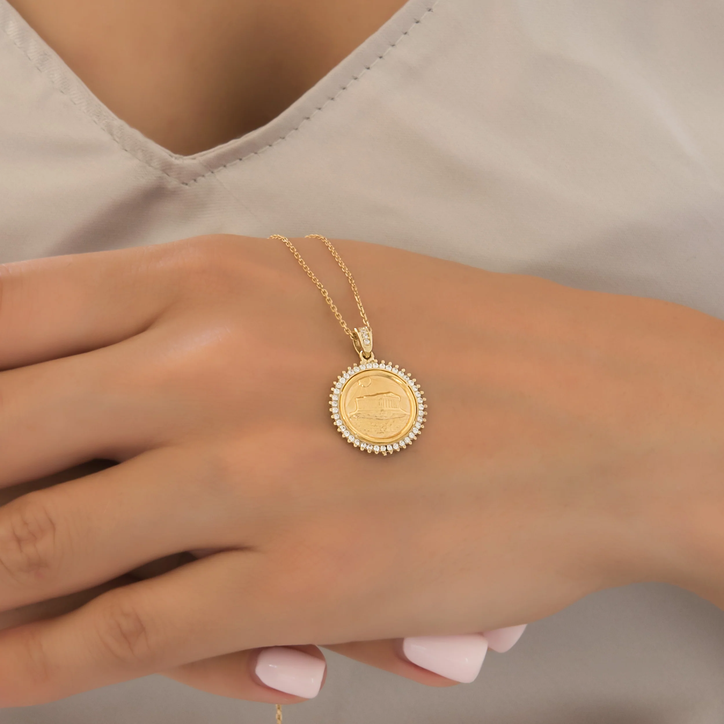 Round Parthenon Gemstone Pendant — additional product image 4 from AntEva Crafts