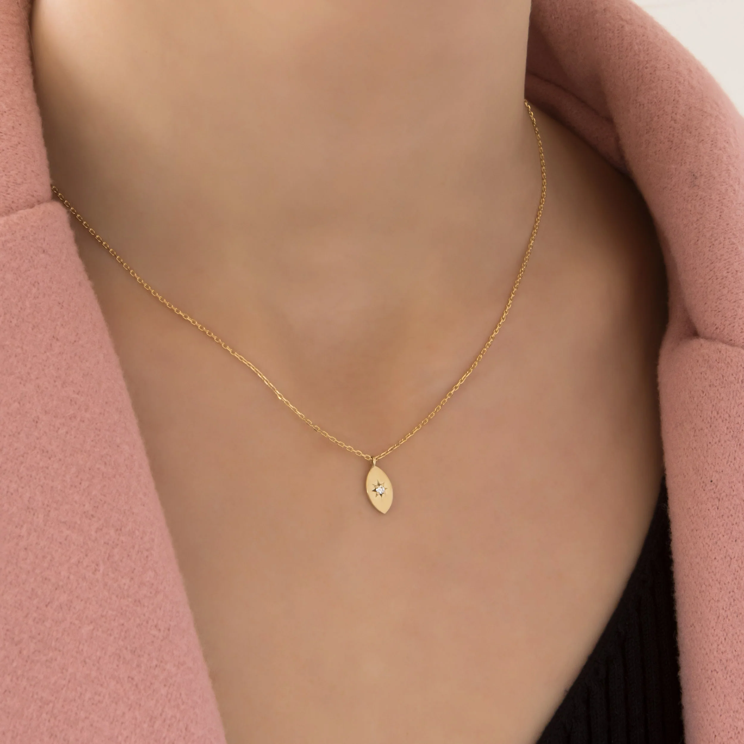 Dainty Diamond North Star Necklace — additional product image 2 from AntEva Crafts