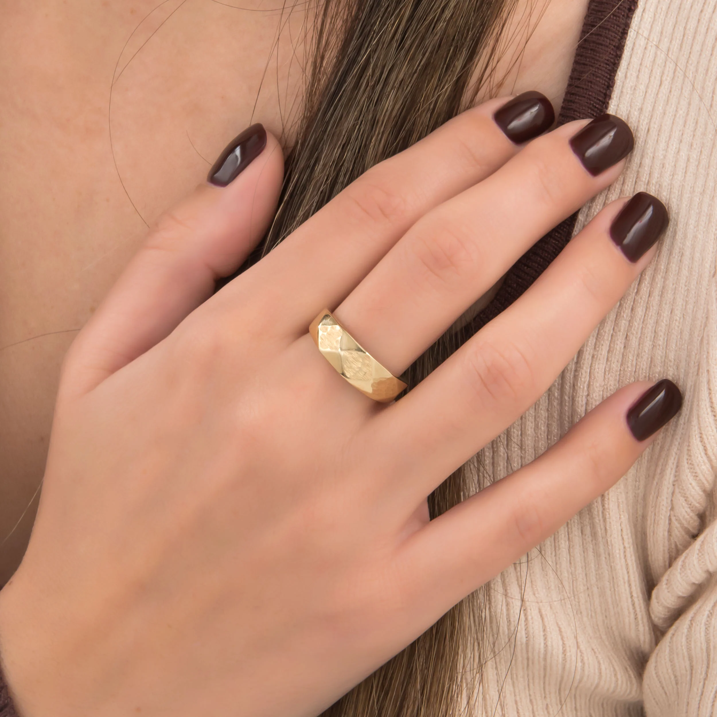 Hammered Pyramid Ring — additional product image 2 from AntEva Crafts