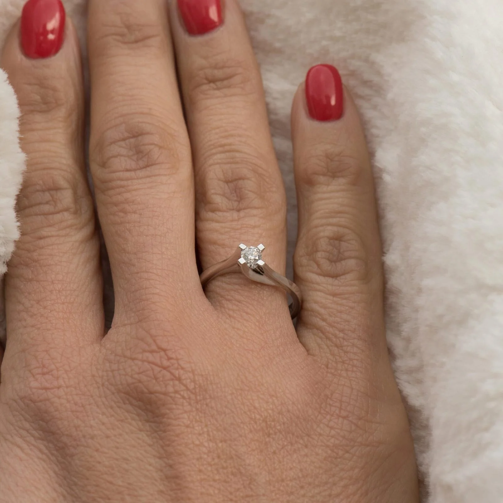 Diamond Solitaire Ring in White Gold 18k — additional product image 5 from AntEva Crafts