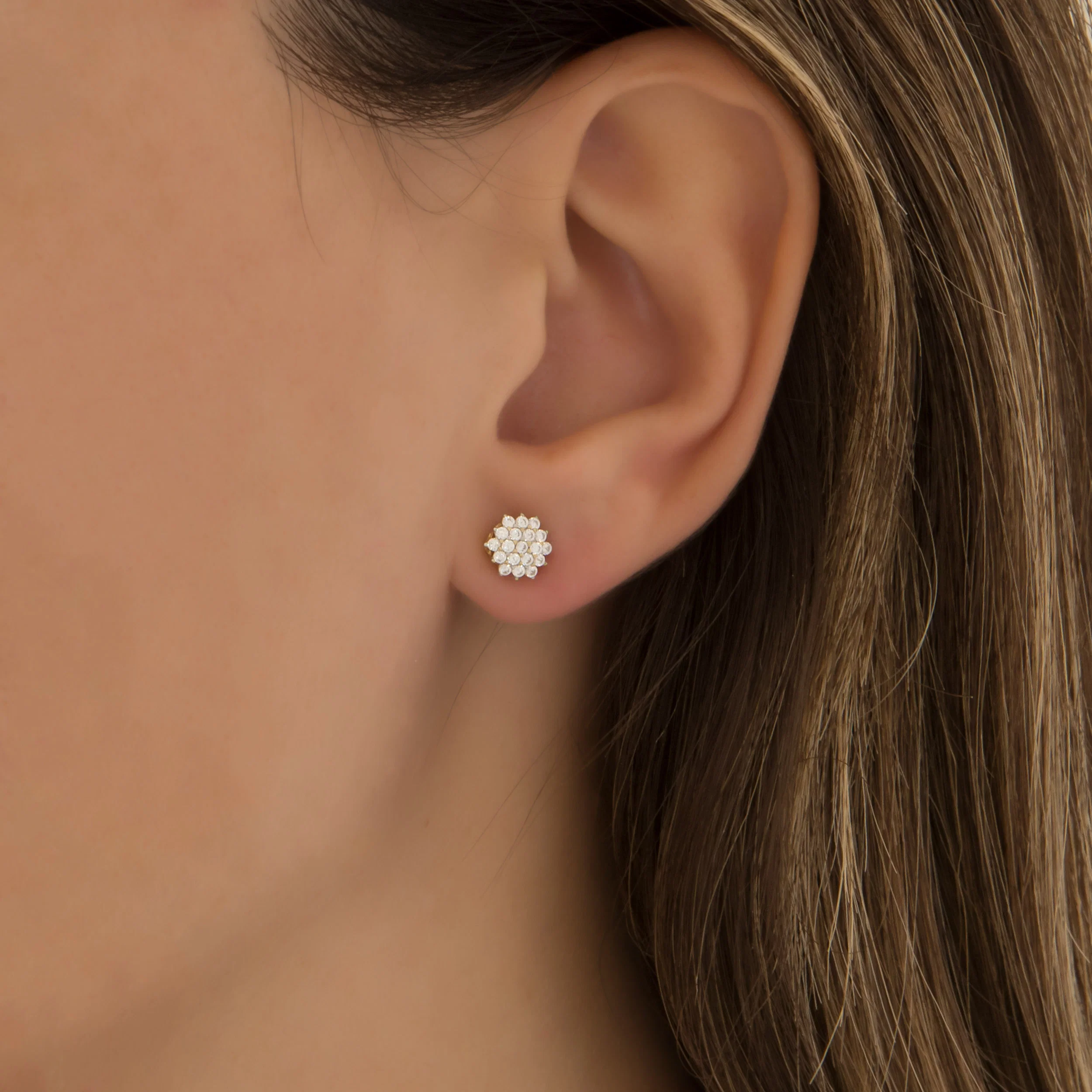 Elegant CZ Cluster Stud Earrings — additional product image 2 from AntEva Crafts