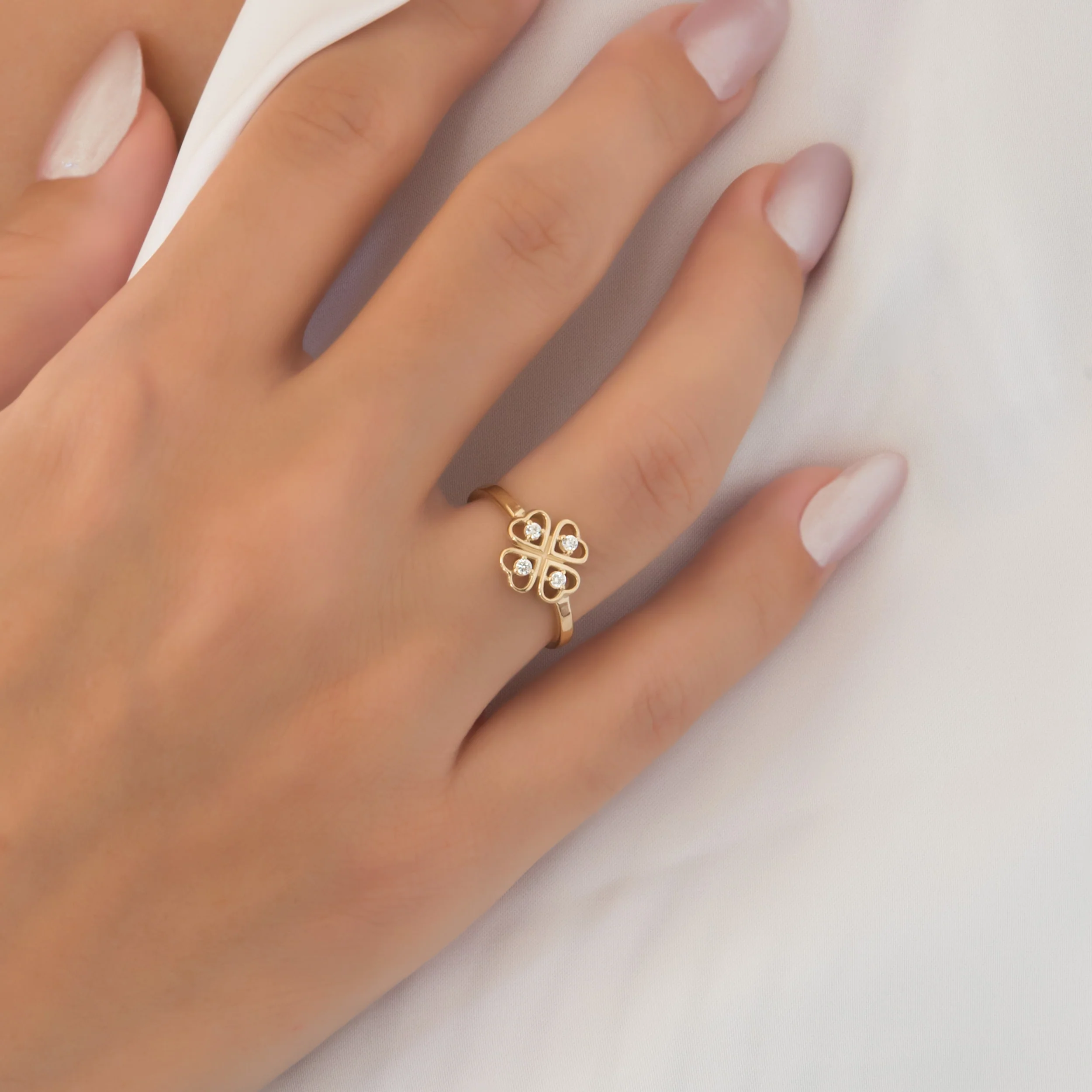 Four Leaf Clover Gemstone Ring — additional product image 2 from AntEva Crafts