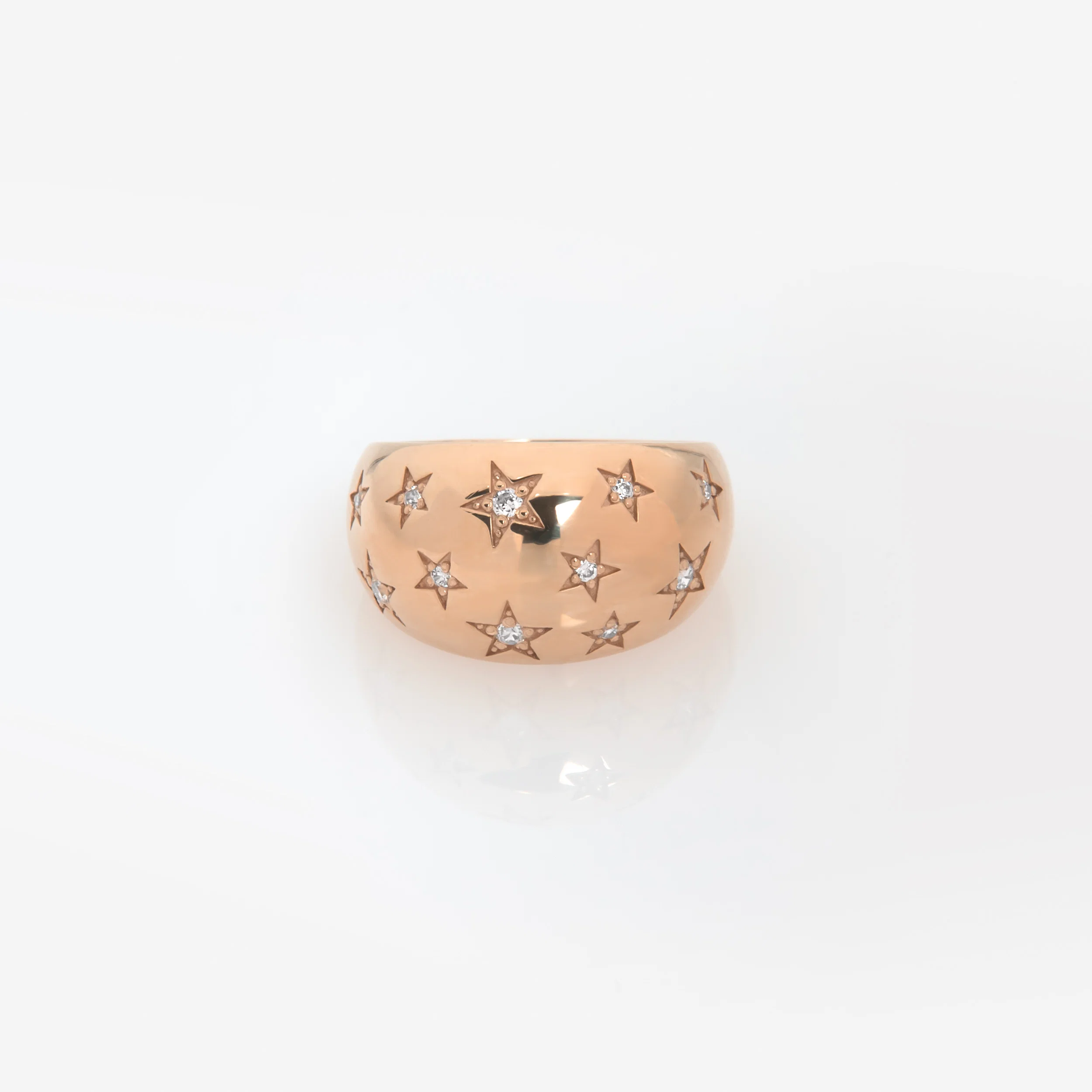 Wide Dome Starburst Ring with White CZ — additional product image 6 from AntEva Crafts