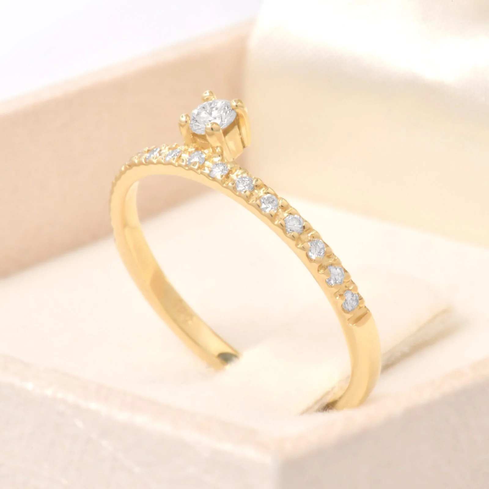Diamond Solitaire Half Eternity Ring — additional product image 8 from AntEva Crafts