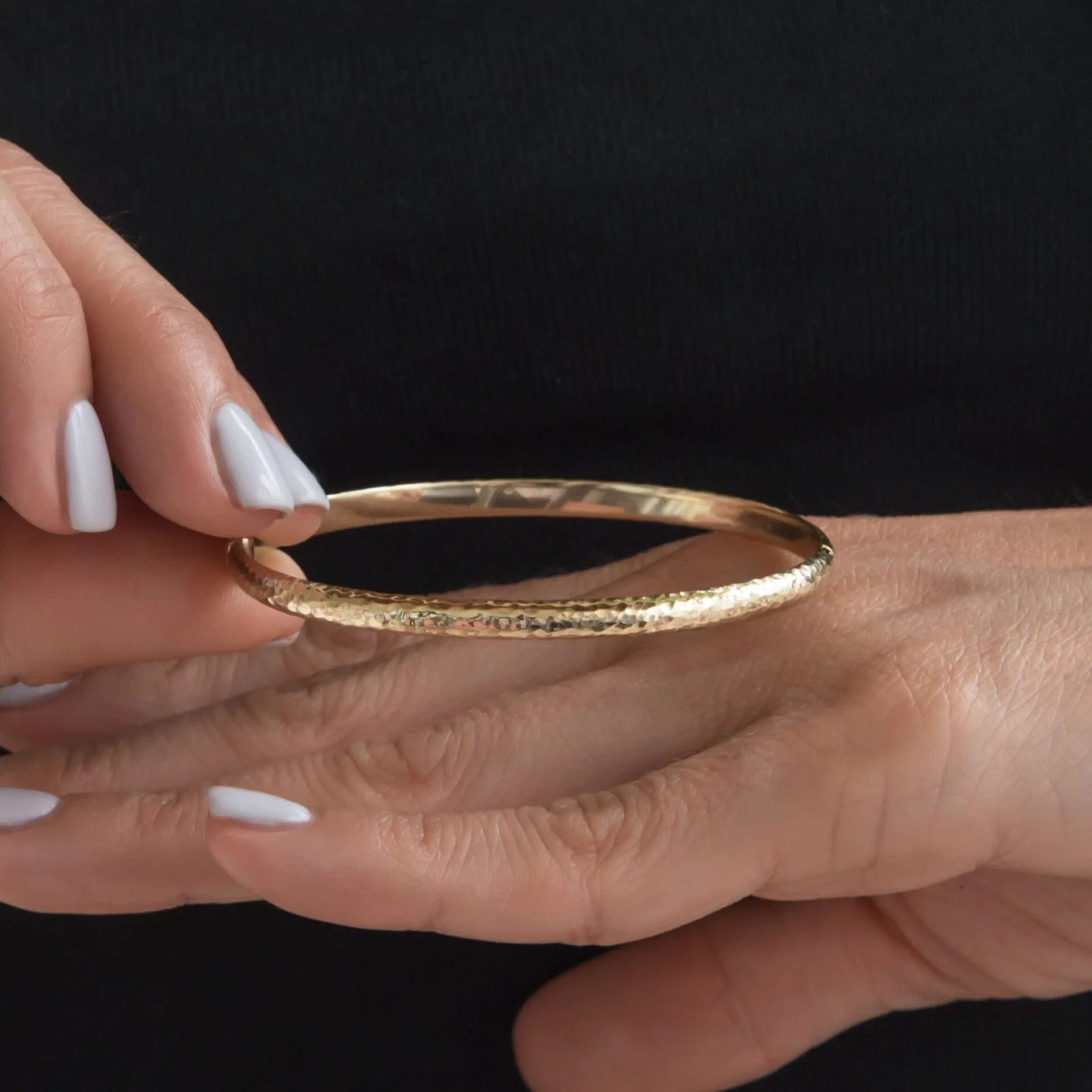 Classic Hammered Oval Bangle — additional product image 3 from AntEva Crafts
