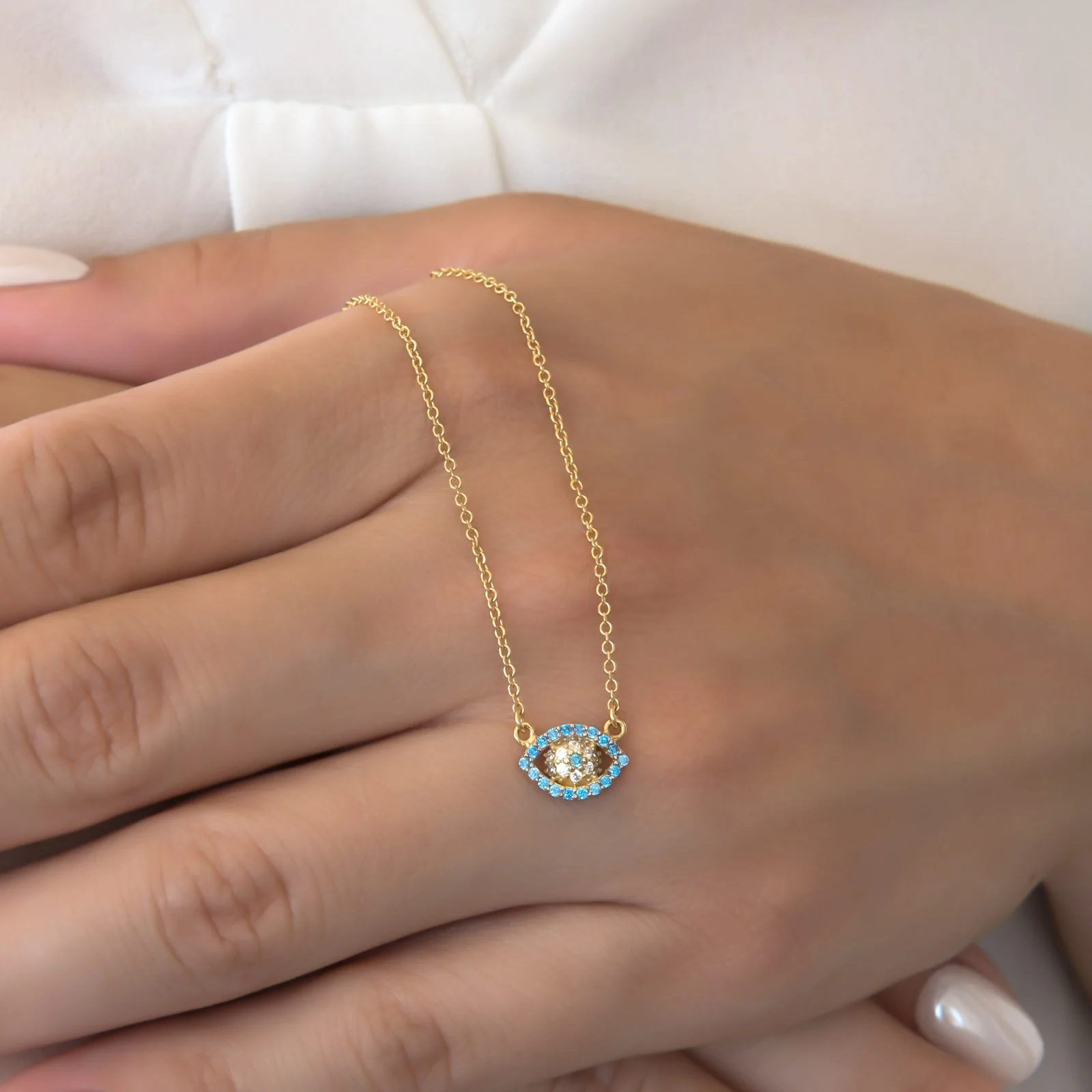 Evil Eye Blue Stone Necklace — additional product image 4 from AntEva Crafts