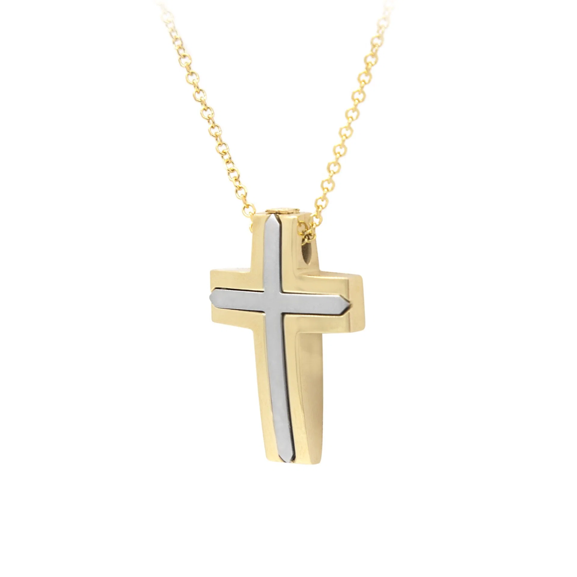 Two Tone Cross Pendant with chain — additional product image 3 from AntEva Crafts