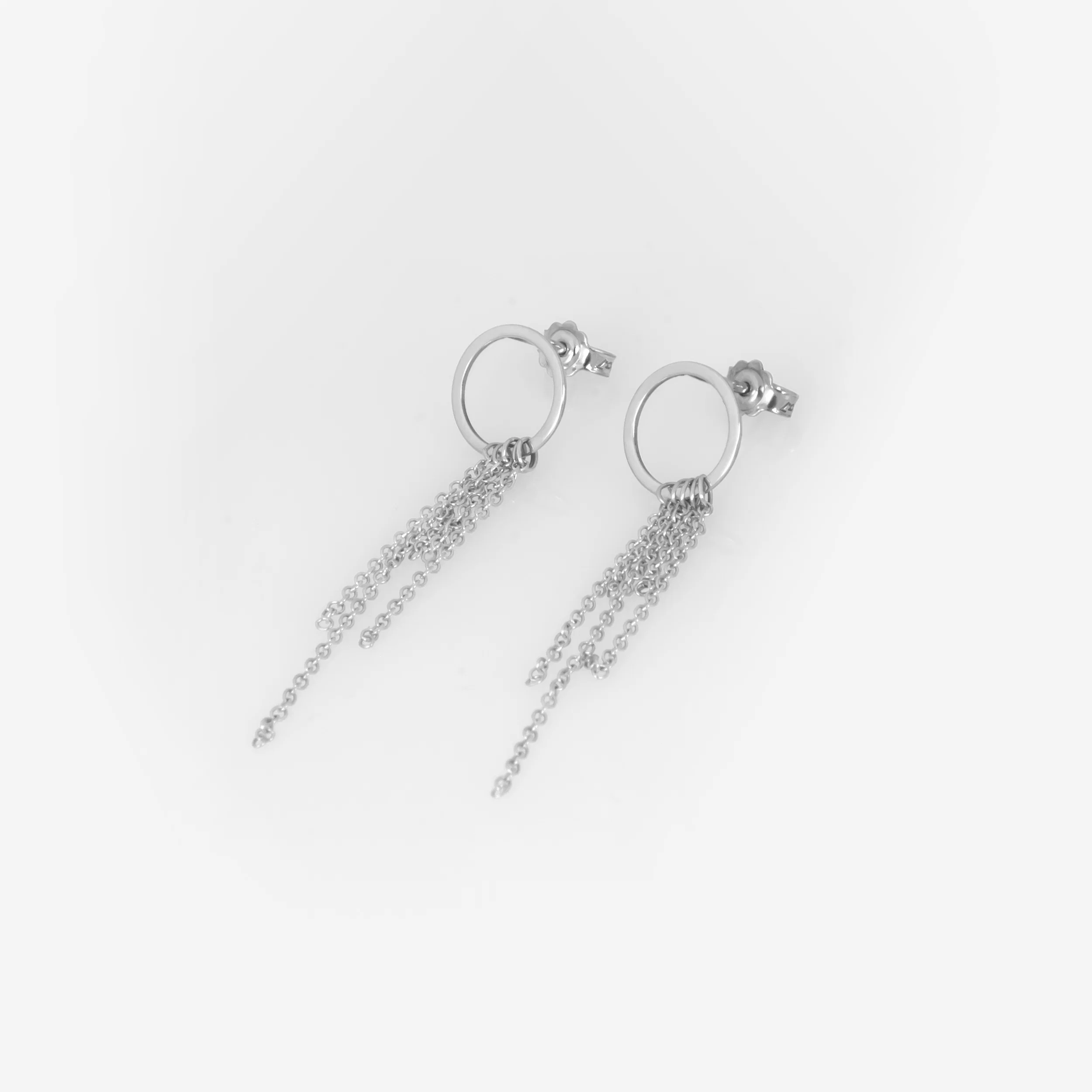 Solid Gold Five-Chain Drop Earrings – Minimalist Geometric Dangle Earrings — additional product image 4 from AntEva Crafts