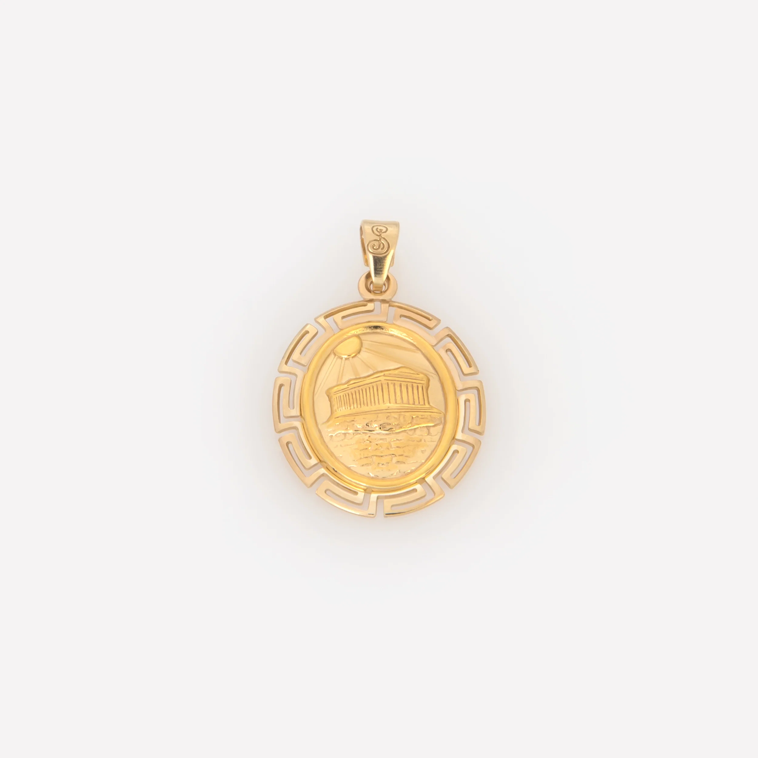 Oval Parthenon Temple Meander Pendant