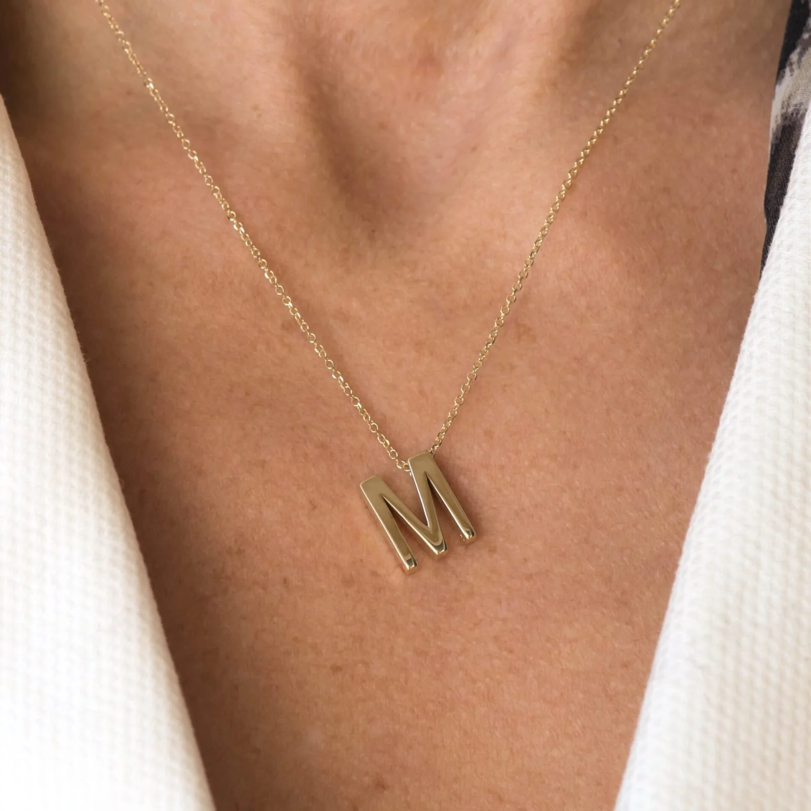 Gold Monogram Chain Necklace — additional product image 2 from AntEva Crafts