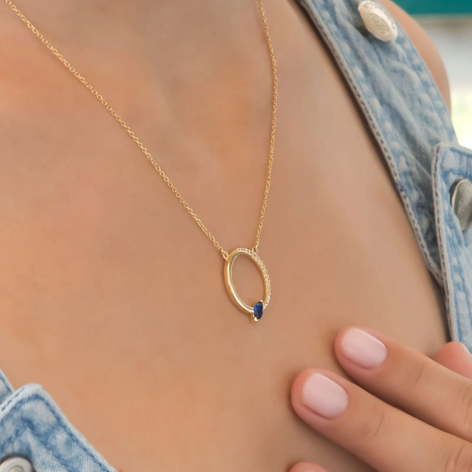 Full Eternity Gemstone Necklace with Marquise Detailed-Gem — additional product image 3 from AntEva Crafts