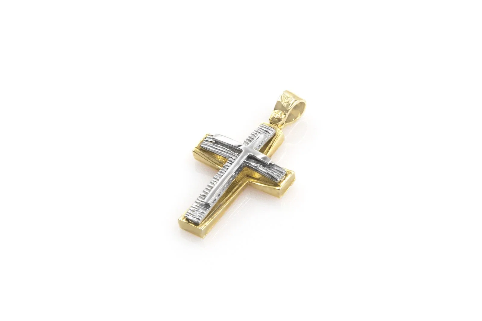 Striped Gold Cross Pendant with Embedded Cross — additional product image 2 from AntEva Crafts