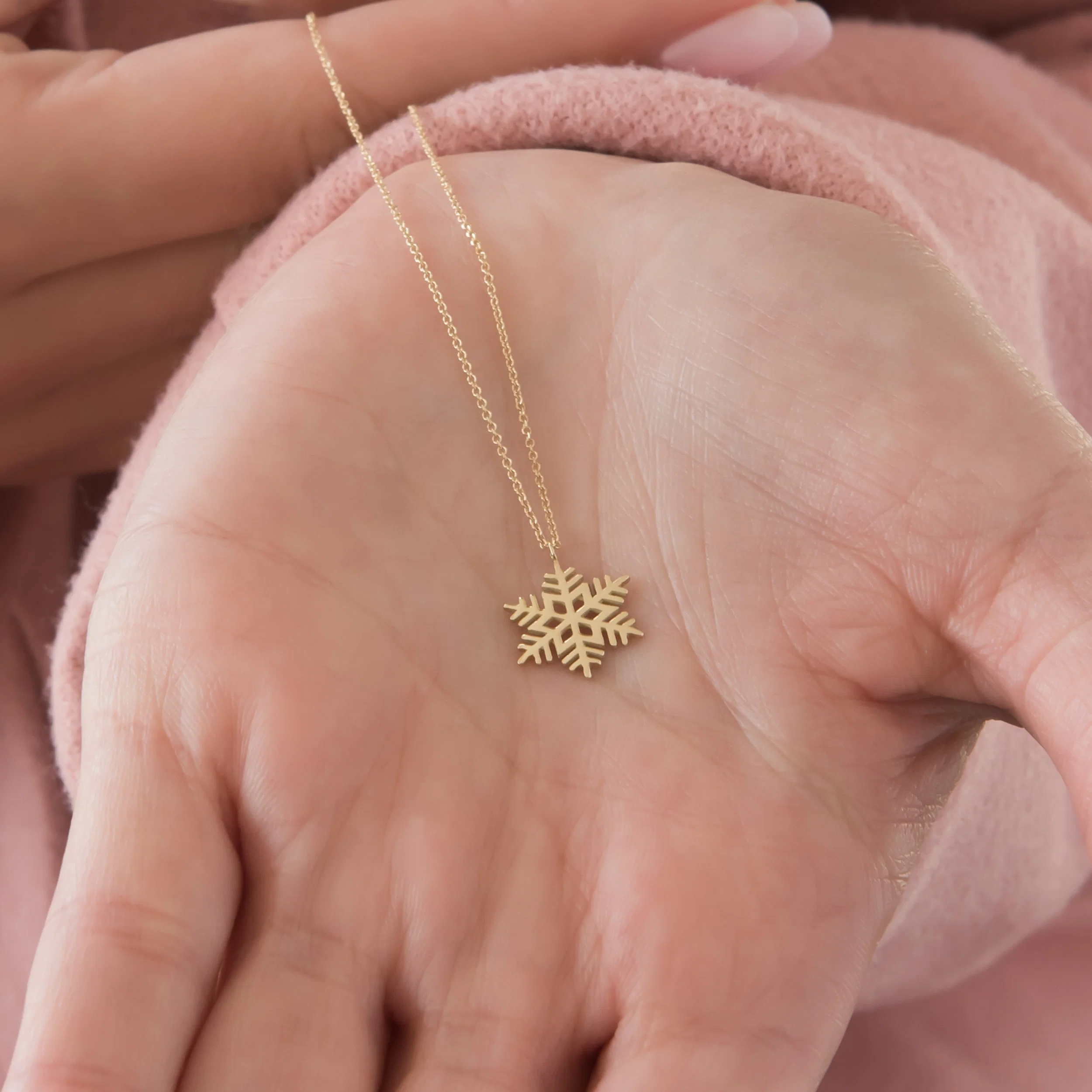 Snowflake 14k Gold Vermeil Necklace — additional product image 3 from AntEva Crafts