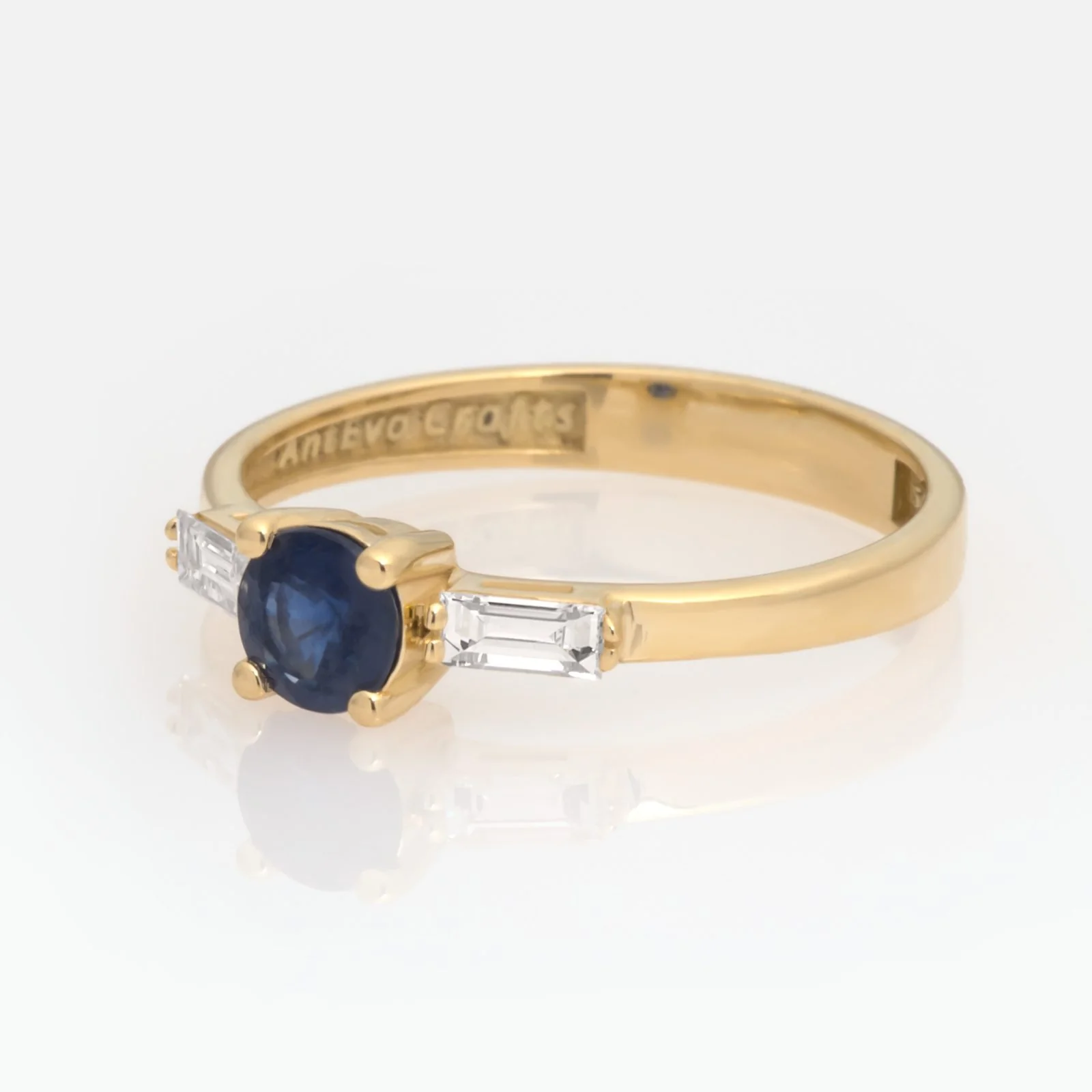 Round Birthstone Ring with 2 Baguete Diamonds — additional product image 7 from AntEva Crafts
