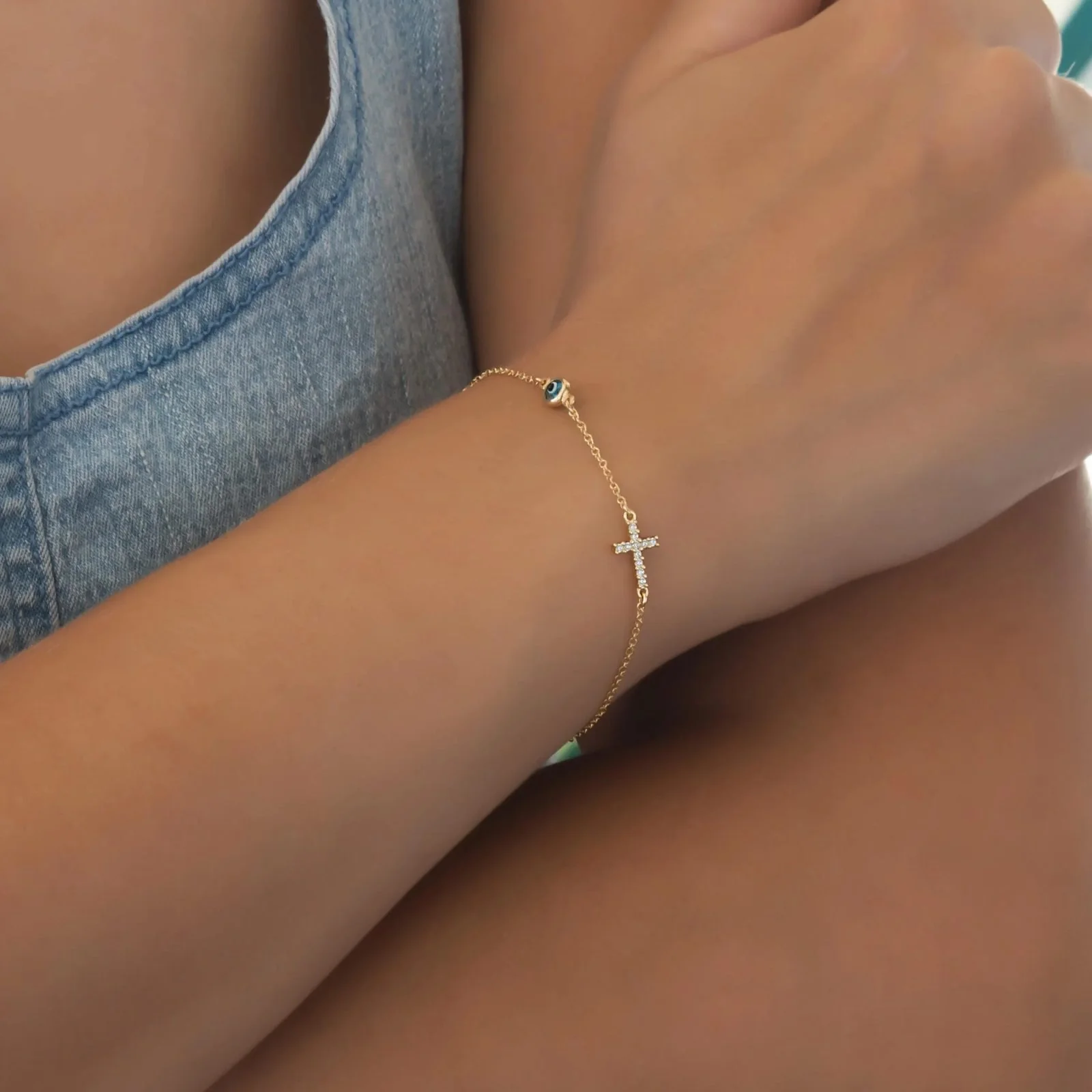 Evil Eye Cross Chain Bracelet — additional product image 6 from AntEva Crafts