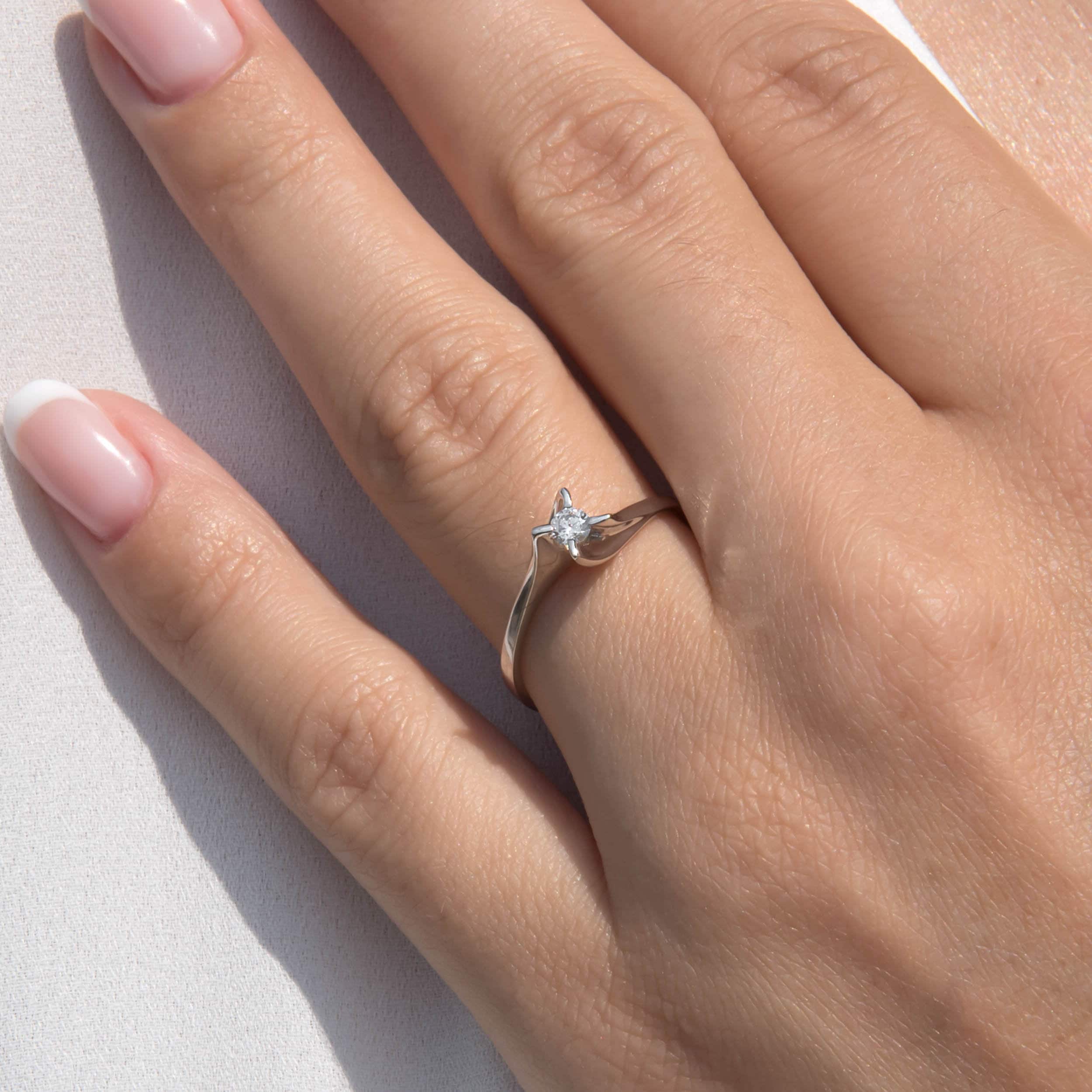 Diamond Solitaire White Gold 18k Ring — additional product image 2 from AntEva Crafts