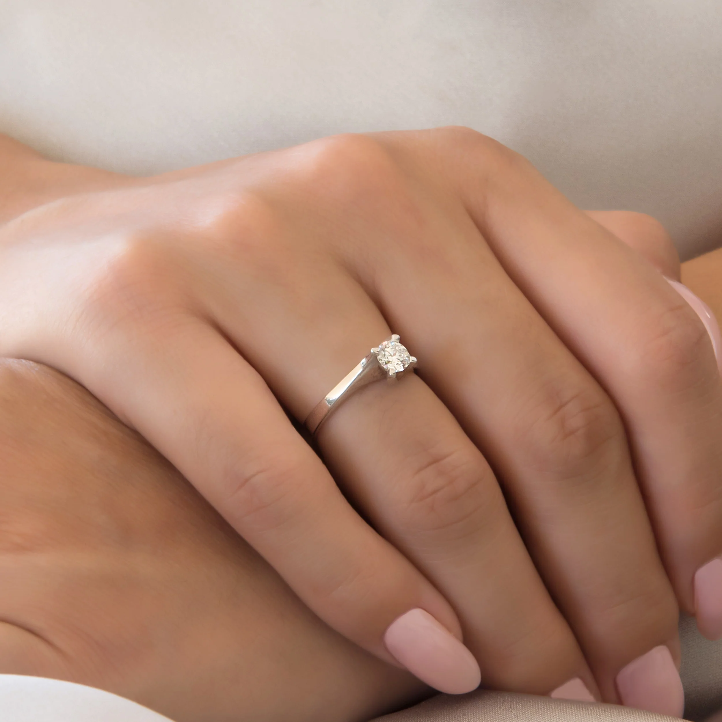 18K White Gold Lab-Grown Diamond Ring – Classic 4-Prong Solitaire Ring — additional product image 3 from AntEva Crafts