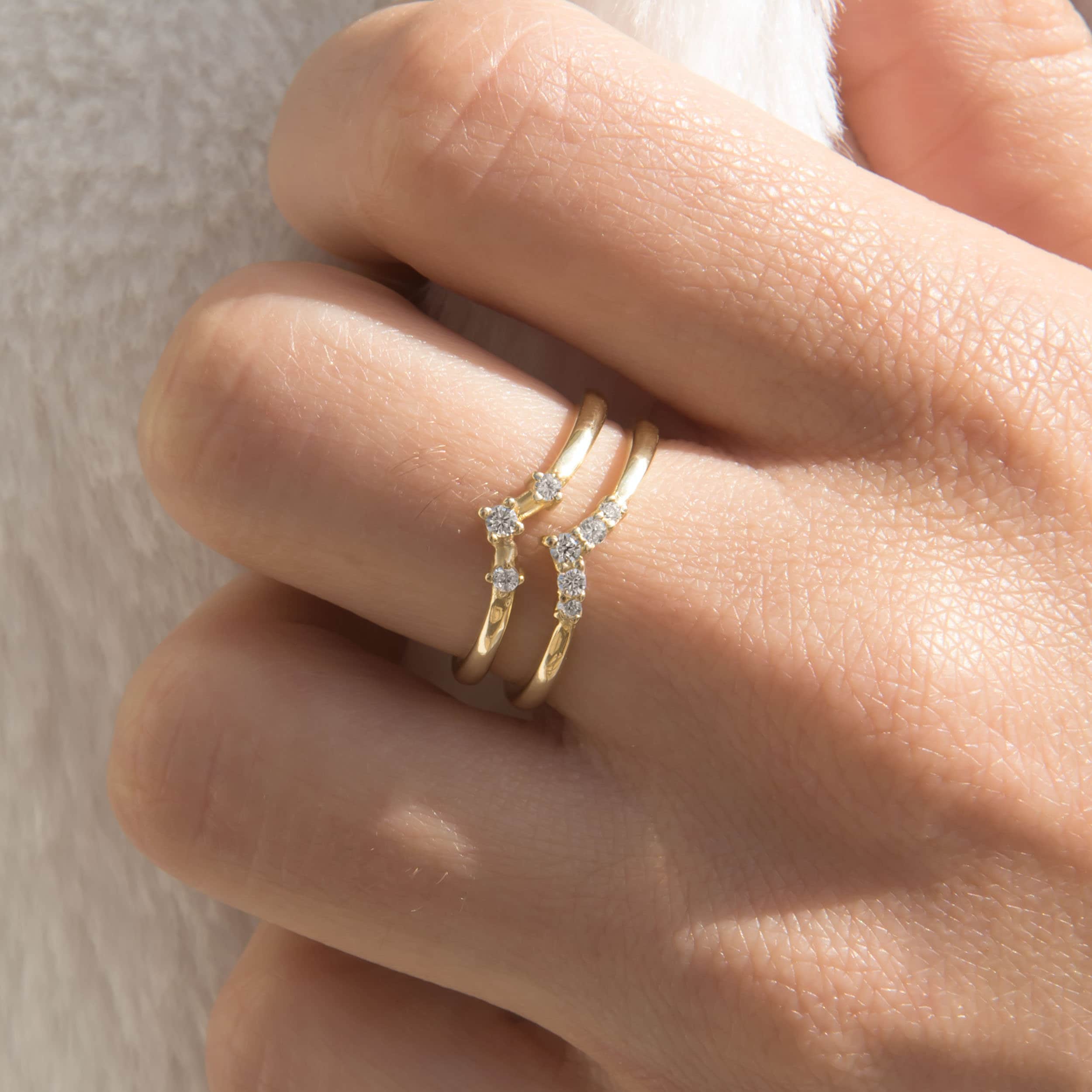 Diamond Chevron Ring with 5 Diamonds — additional product image 5 from AntEva Crafts