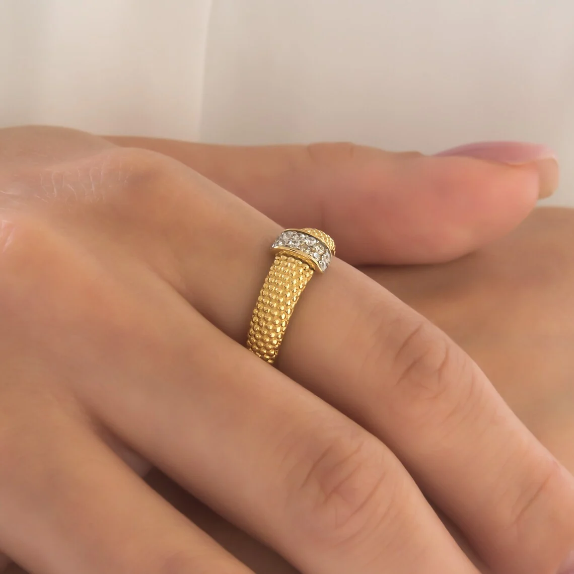 Dome Milgrain Ring with 12 Stones — additional product image 3 from AntEva Crafts
