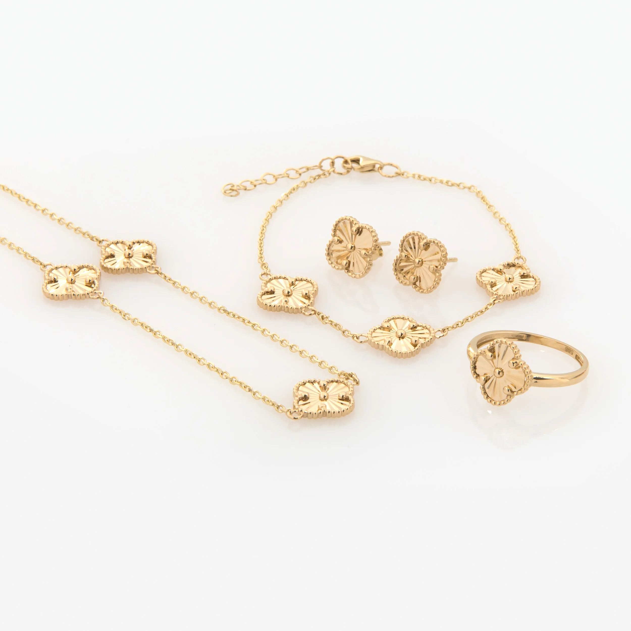 Diamond Cut Four Leaf Clover Set