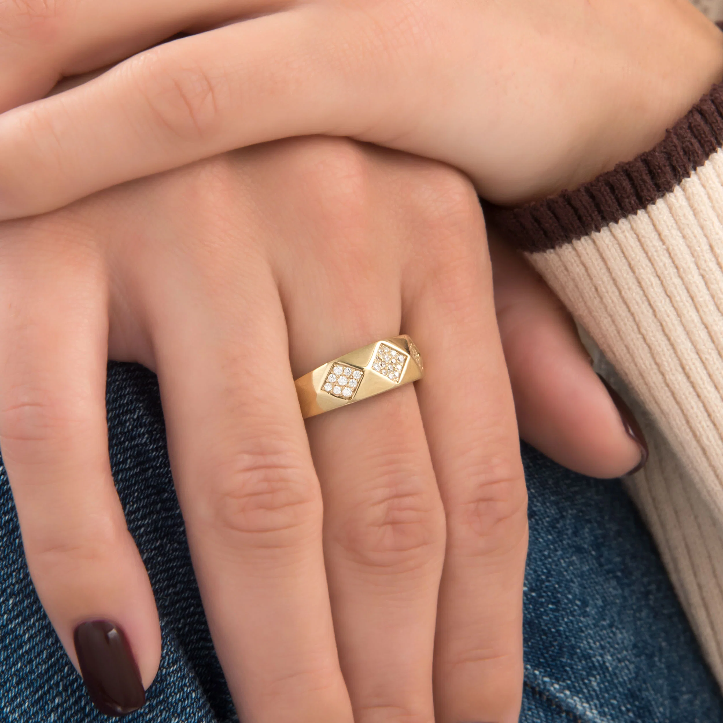 Geometric Diamond Pyramid Ring — additional product image 2 from AntEva Crafts