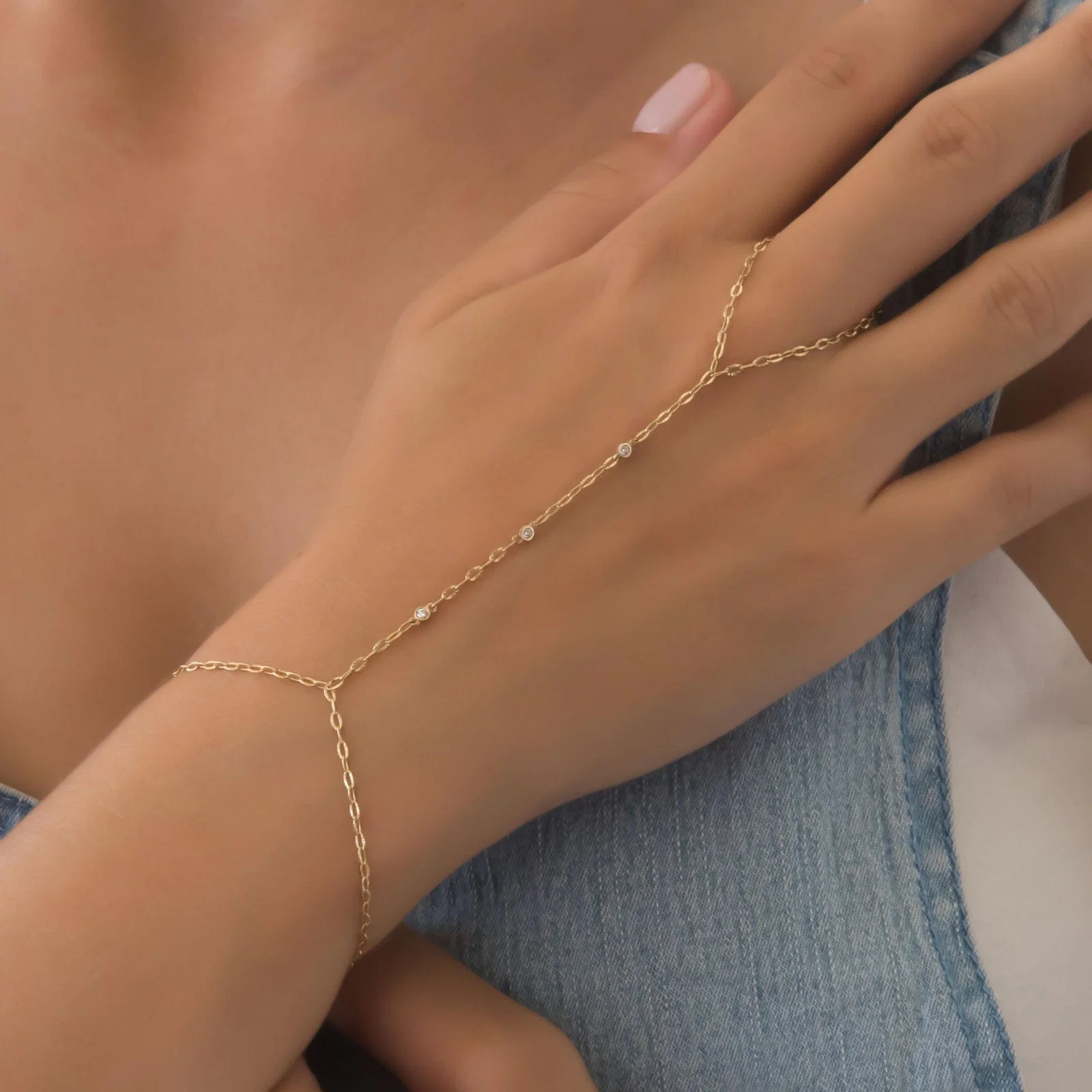 Diamond Hand Chain Bracelet — additional product image 2 from AntEva Crafts