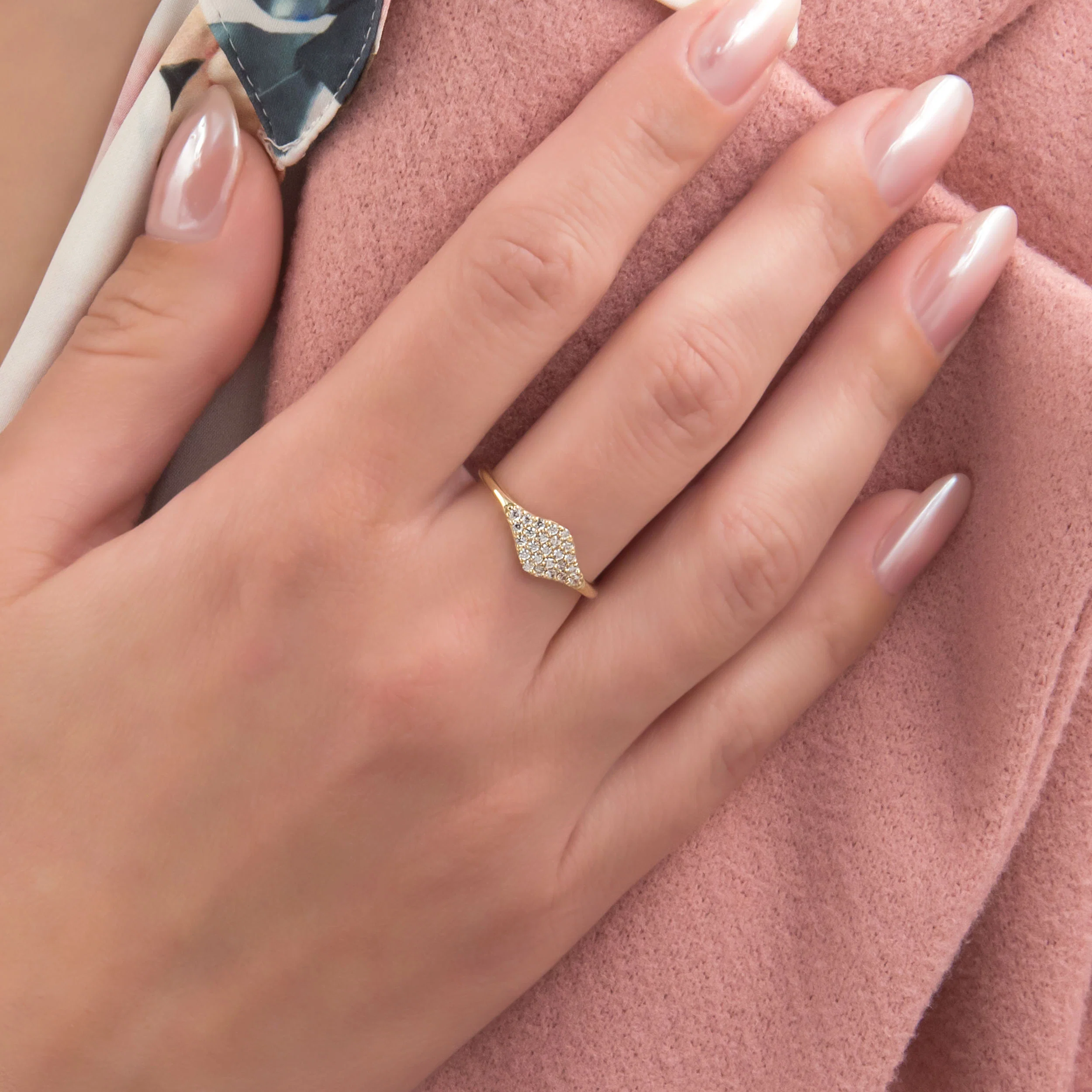 Gold Pavé Dome Ring — additional product image 2 from AntEva Crafts