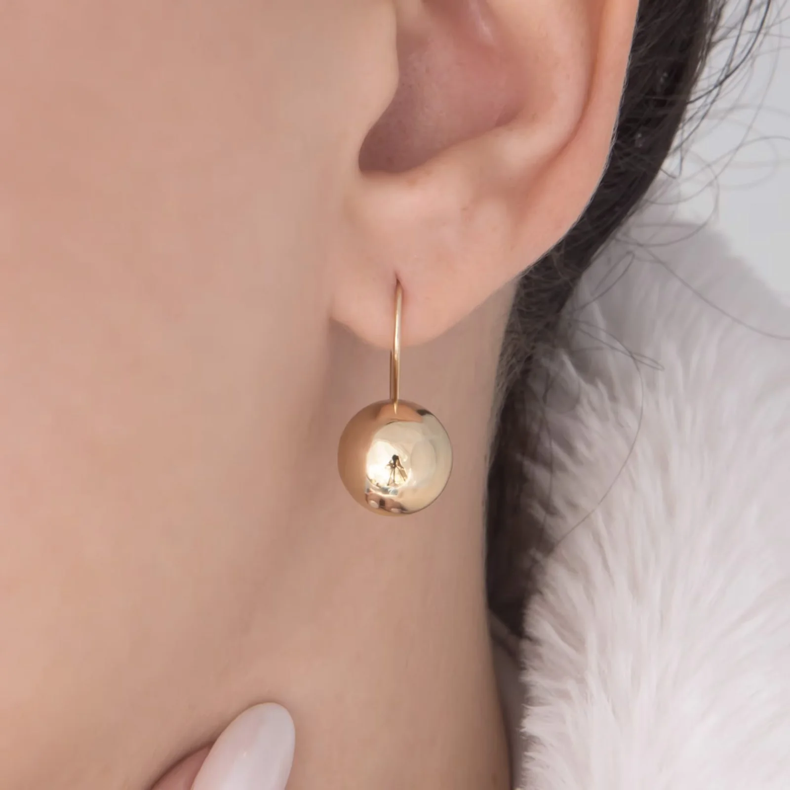 Ball Dangle Earrings in 14k solid Gold — additional product image 2 from AntEva Crafts