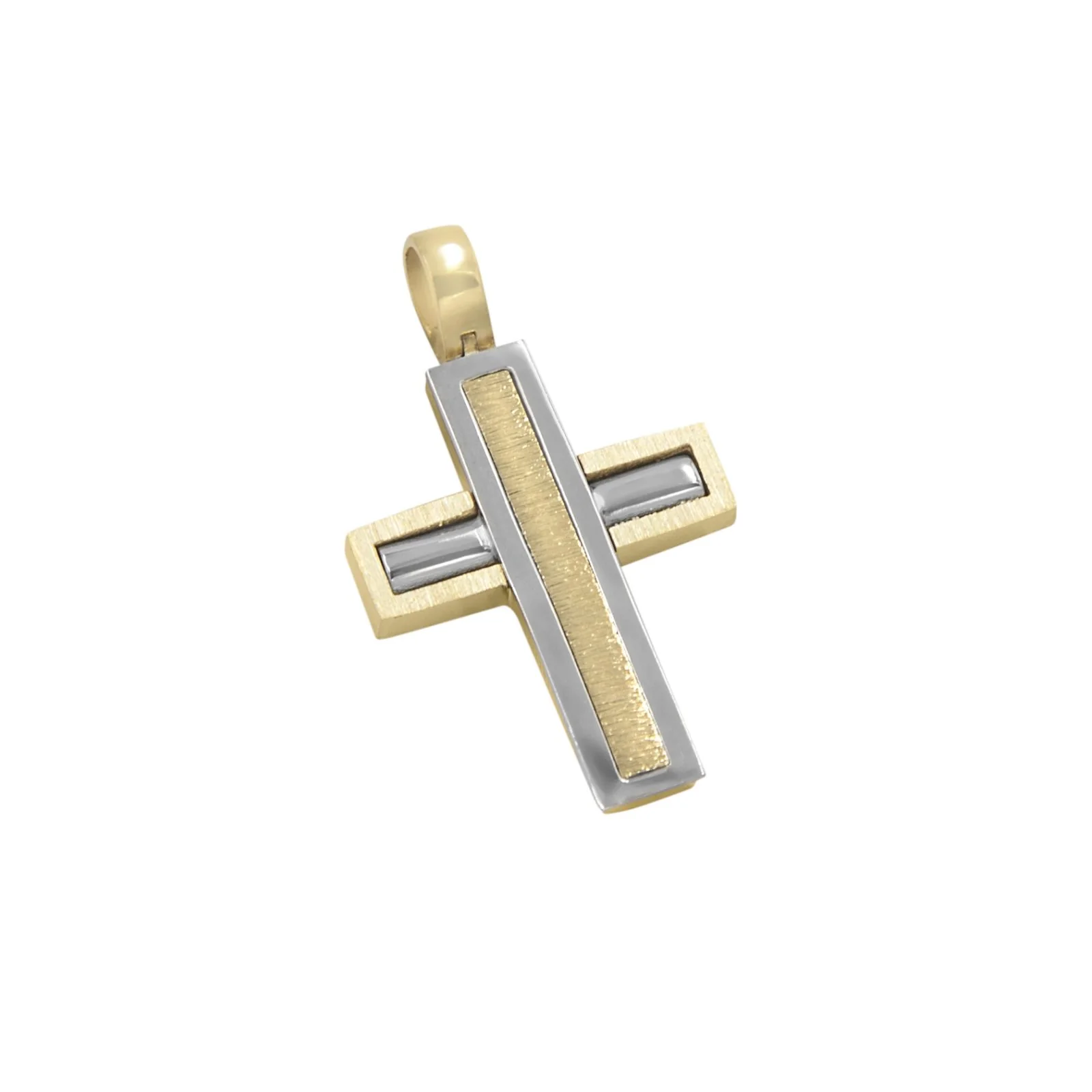 Two Tone Cross Pendant 14k