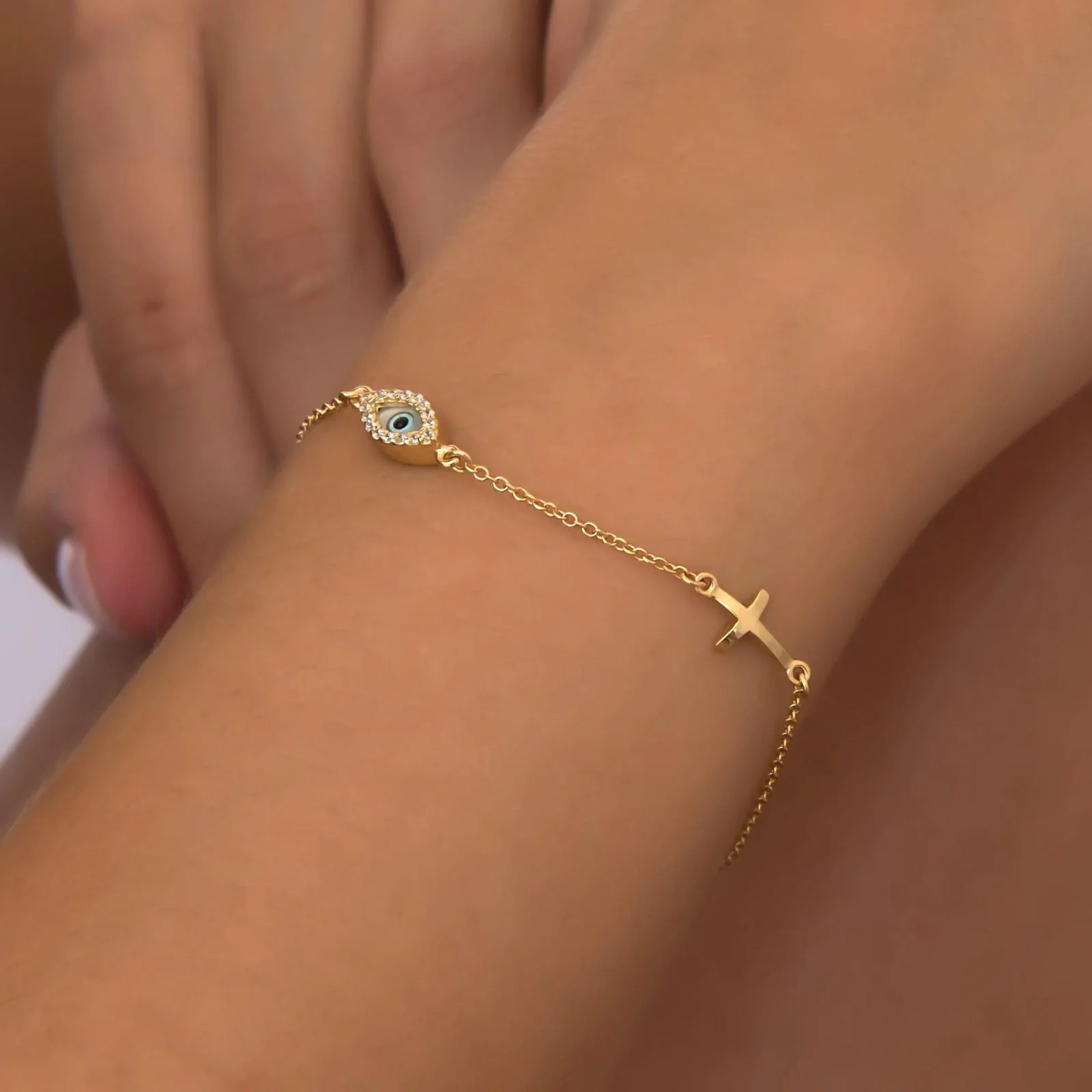 Evil Eye Cross Bracelet — additional product image 8 from AntEva Crafts