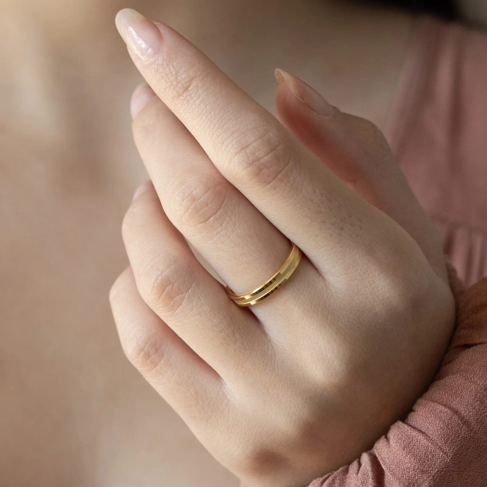 Ribbed Wedding Band 3mm — additional product image 8 from AntEva Crafts
