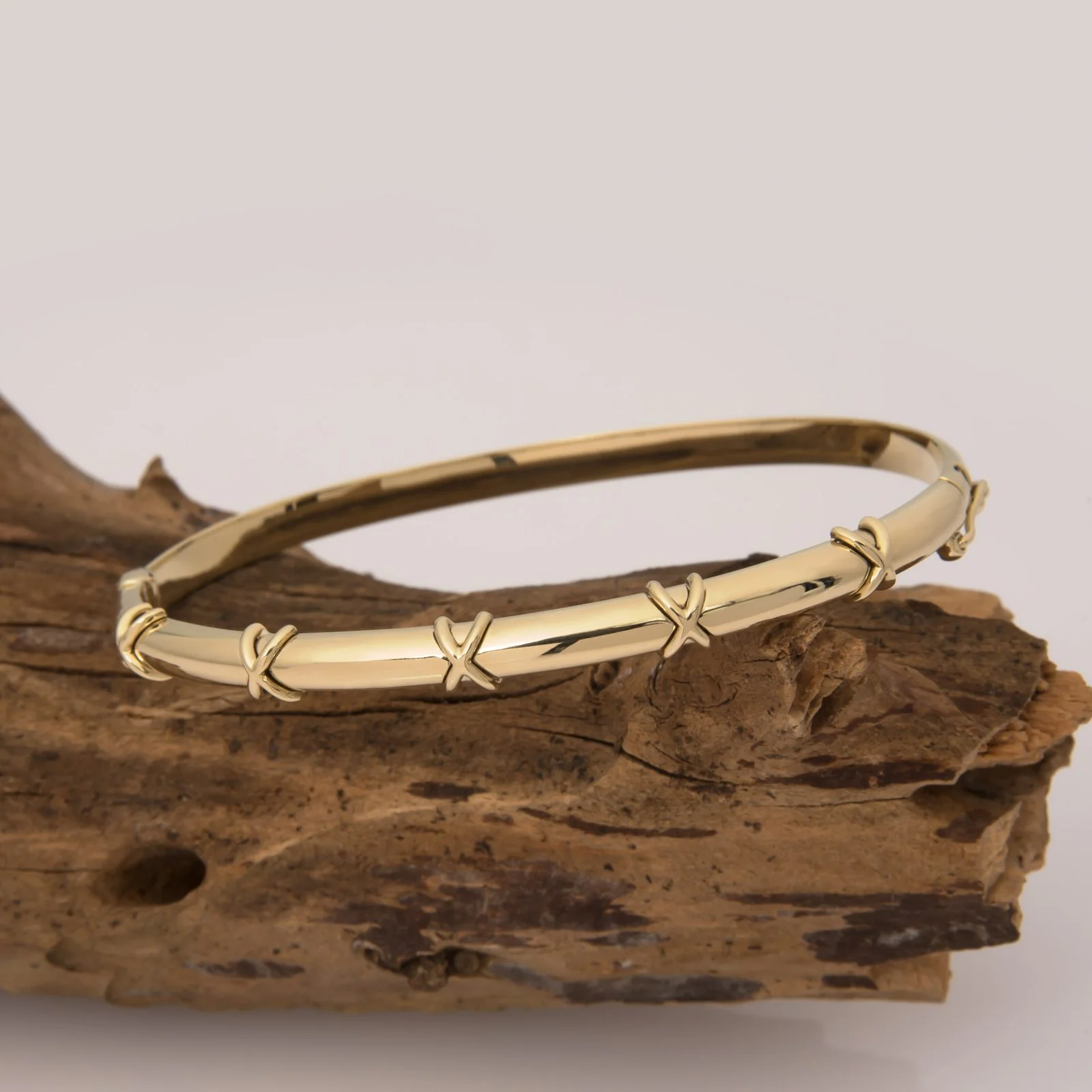 Oval Hinged Classic Bracelet with Small X Design — additional product image 4 from AntEva Crafts